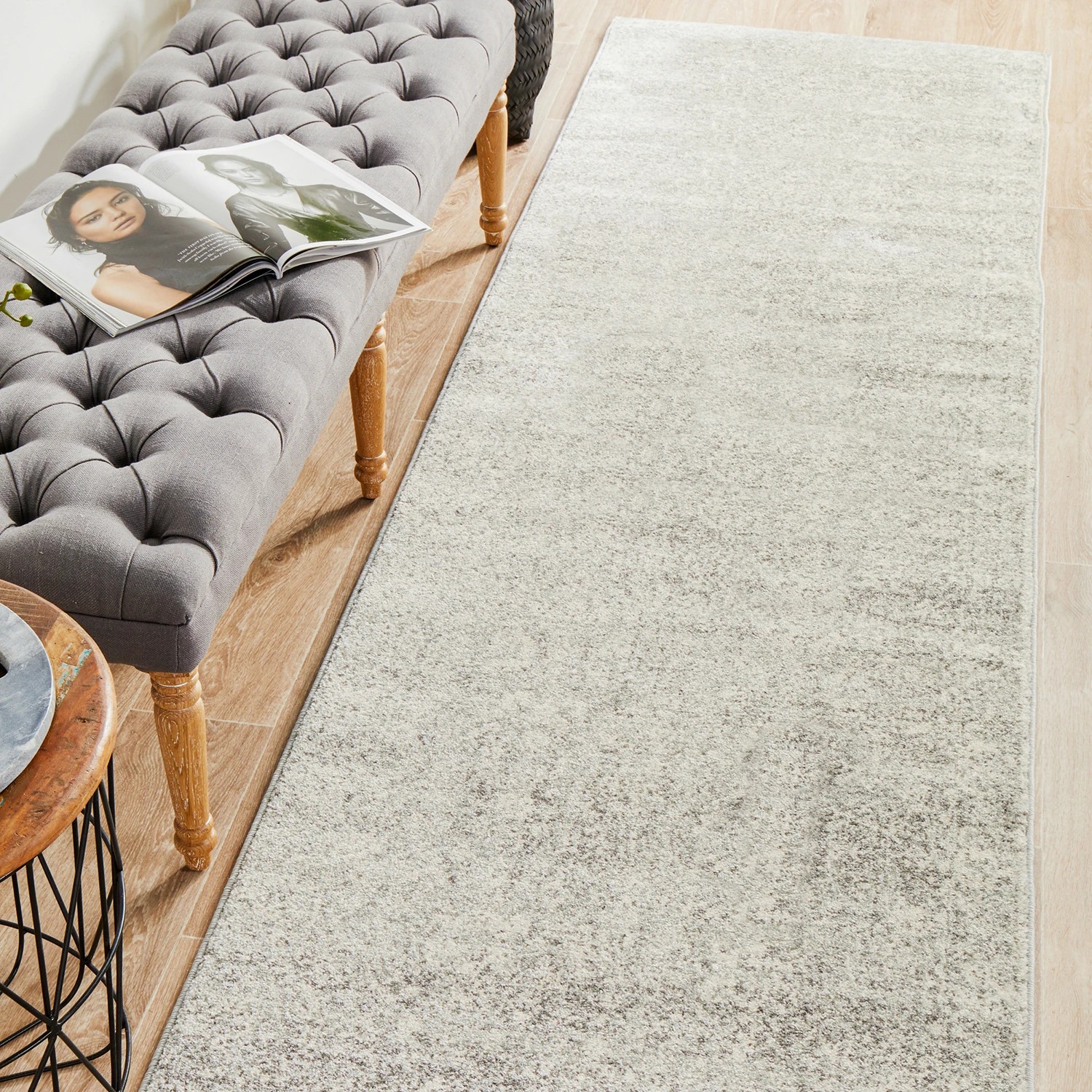 1 Common Ground Rugs Encore 252 300x80cm - Medium Runner Power Loomed Pet Friendly Rug - Silver, 1 of 9