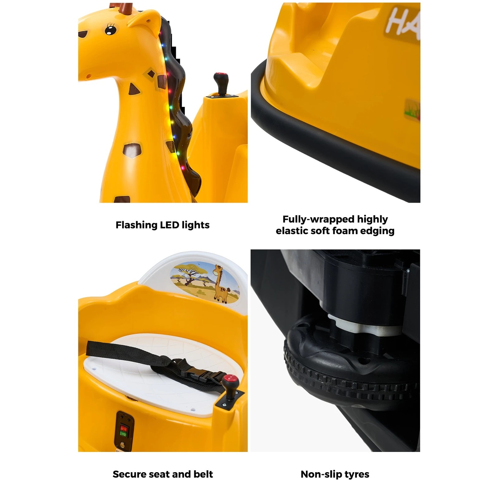 8 Mazam Kids Ride On Car Electric Cars Bumper Toys Remote Control Light Giraffe
 - Yellow, 8 of 10