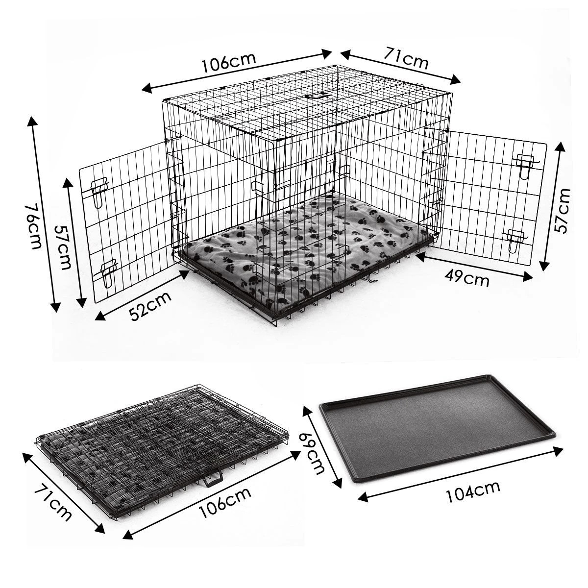 2 Pet Scene 42 inches XL Dog Crate Cage Black, 2 of 8