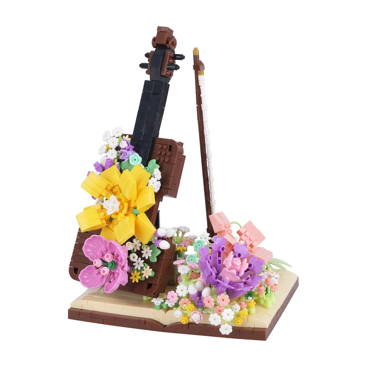 3 1236 Pieces Mini Blocks Flower Series: Flower Violin on Book, 3 of 4