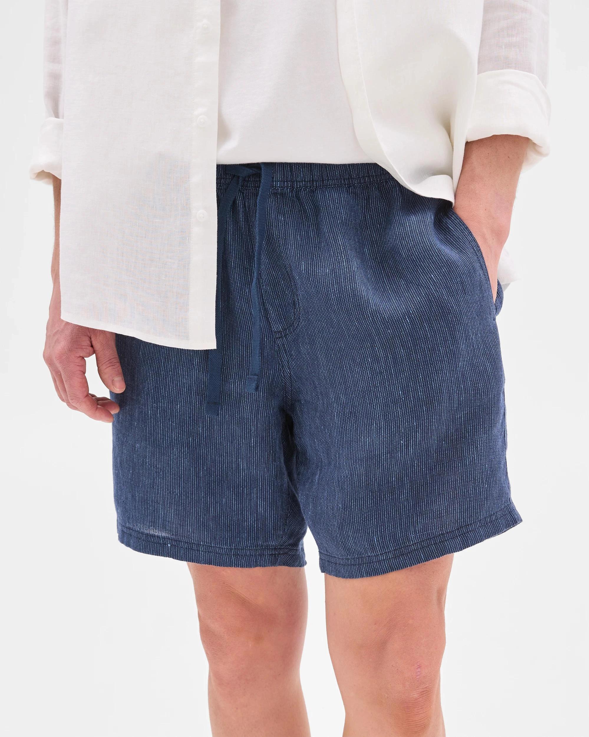 2 Target European Linen Stripe Shorts DARK BLUE, 2 of 6