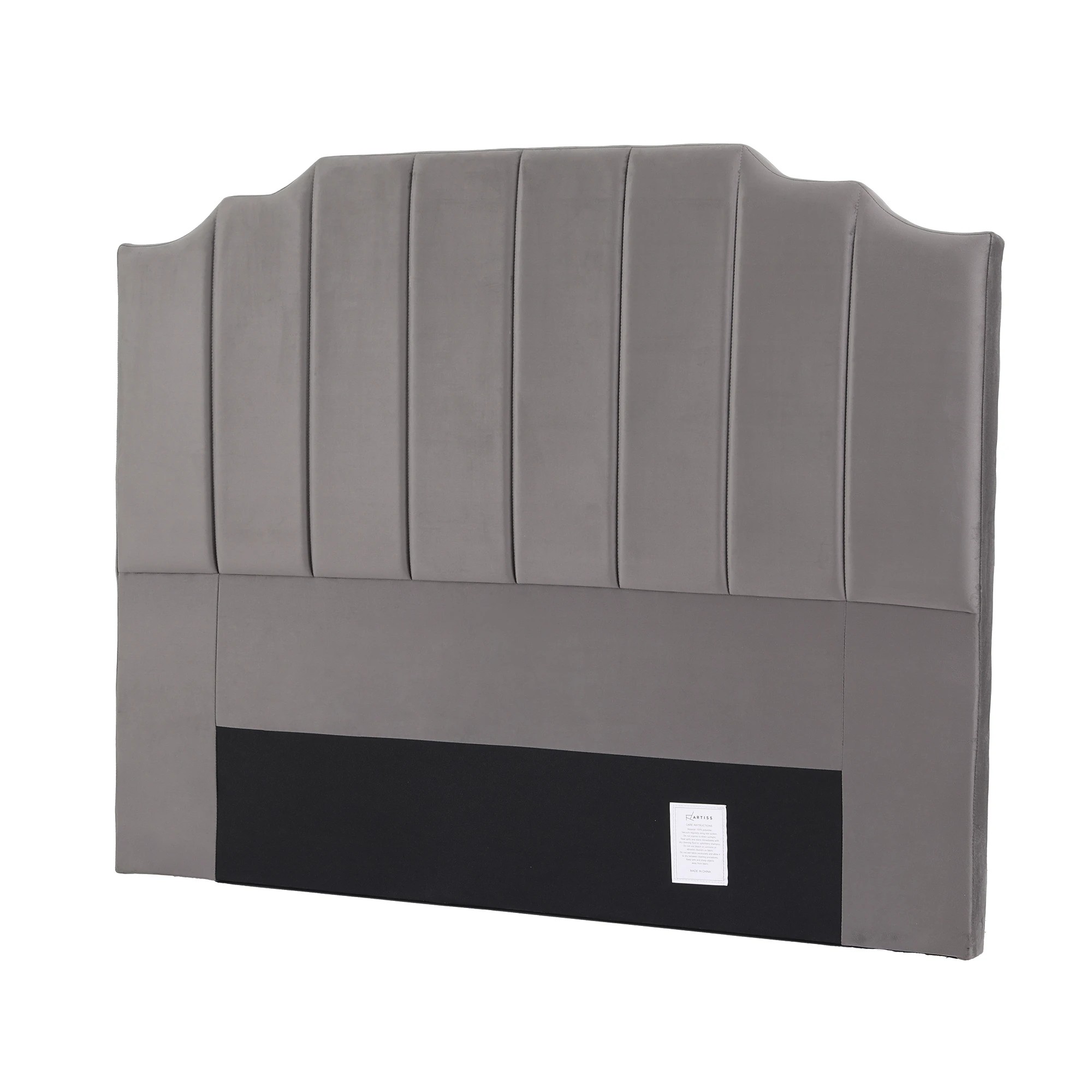 1 Artiss Bed Head Headboard Queen Velvet 153CM - Grey, 1 of 8
