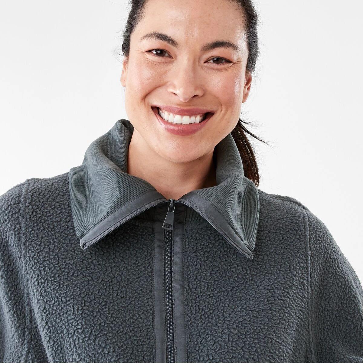 4 Active Womens Long Sleeve Teddy Outdoor Jacket HARMONY GREY, 4 of 7