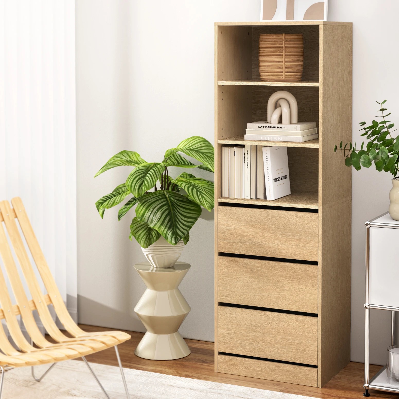 8 Artiss 3 Chest of Drawers Tallboy Cabinet - Natural, 8 of 9