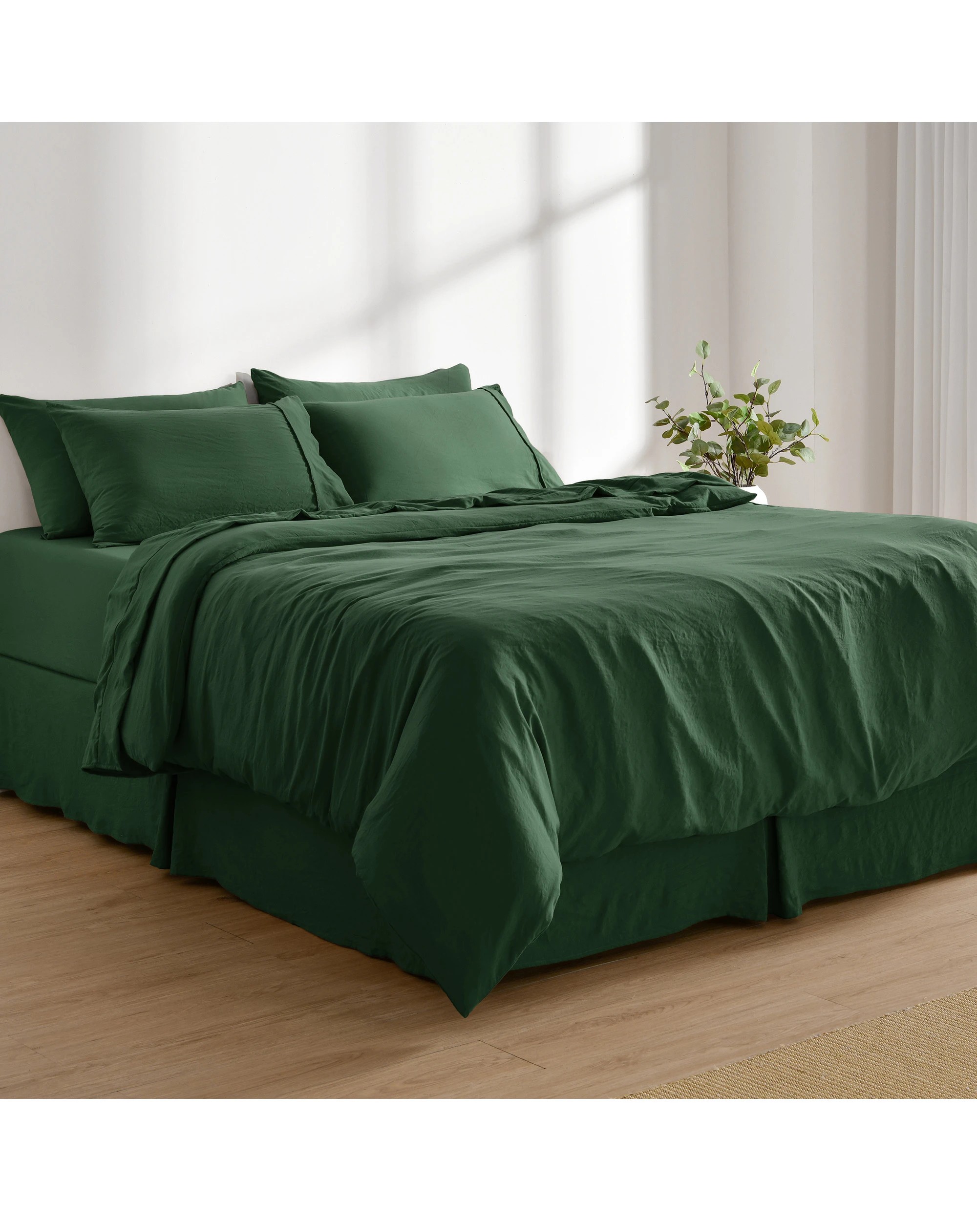 8 Dreamaker Superfine Washed Microfibre Pleated Valance - King Single Bed - Hunter Green, 8 of 9