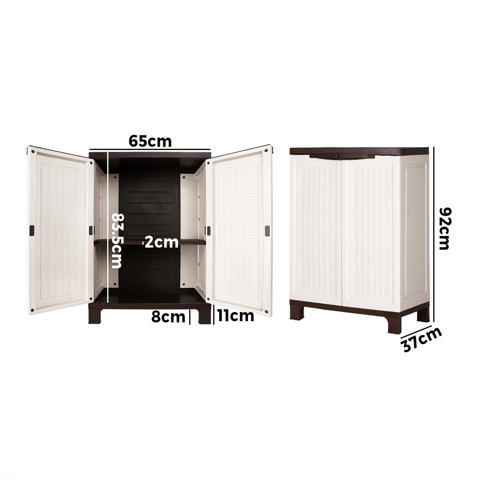 2 Livsip Outdoor Storage Cabinet Box Garden Garage Cupboard Adjustable Lockable - Beige, 2 of 7