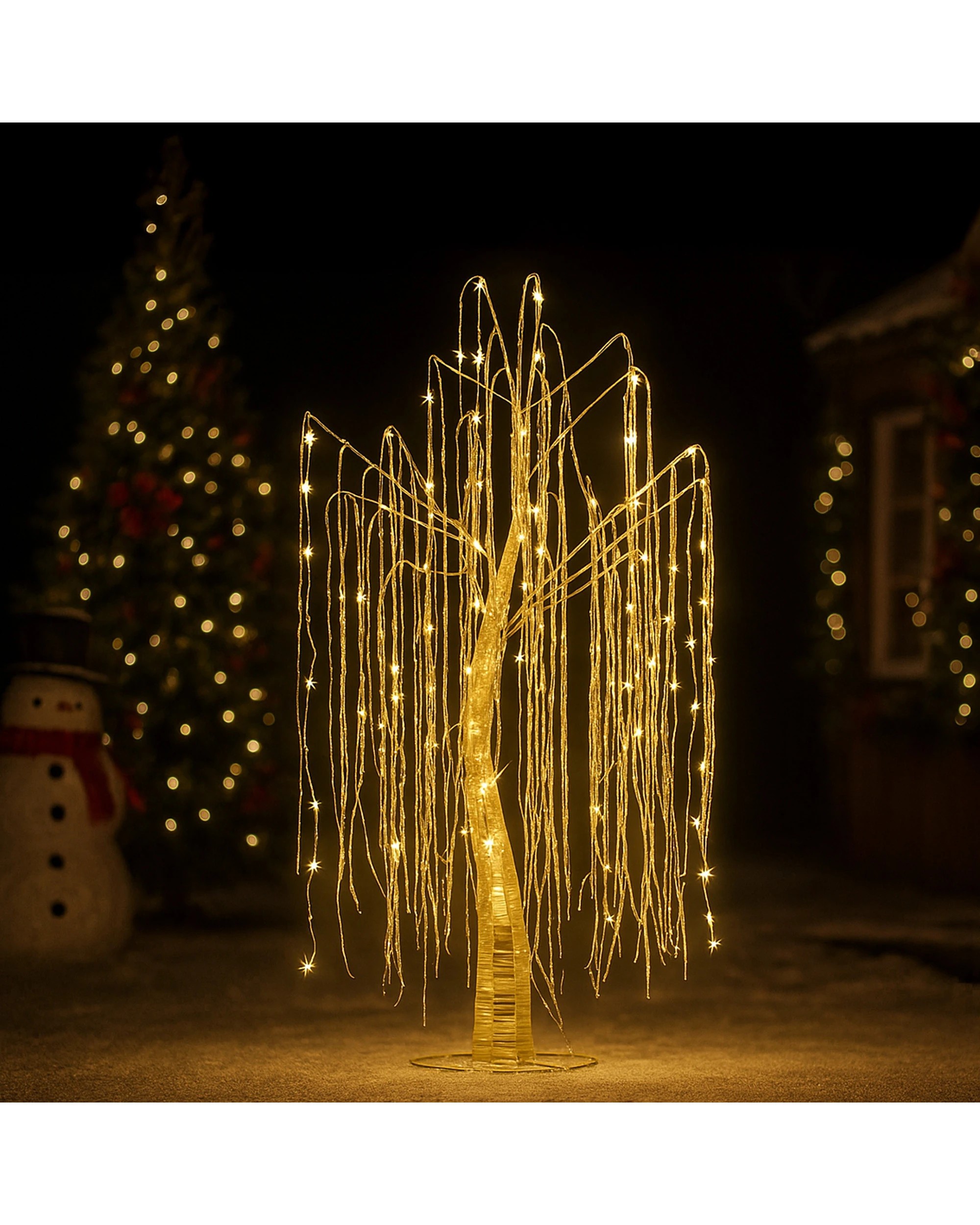 6 Christabelle Silver Willow Tree 120cm Christmas Display Warm White Led Lights Flexible Branches And Hanging Strands, 6 of 8