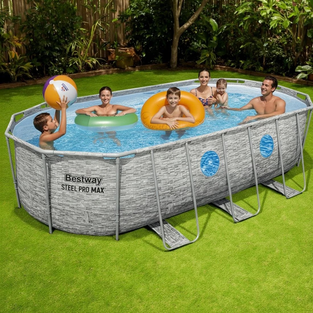 6 Bestway Swimming Pool 549x274x122cm Steel Frame Above Ground Pools Filter Pump Ladder 13430L - Multi, 6 of 6