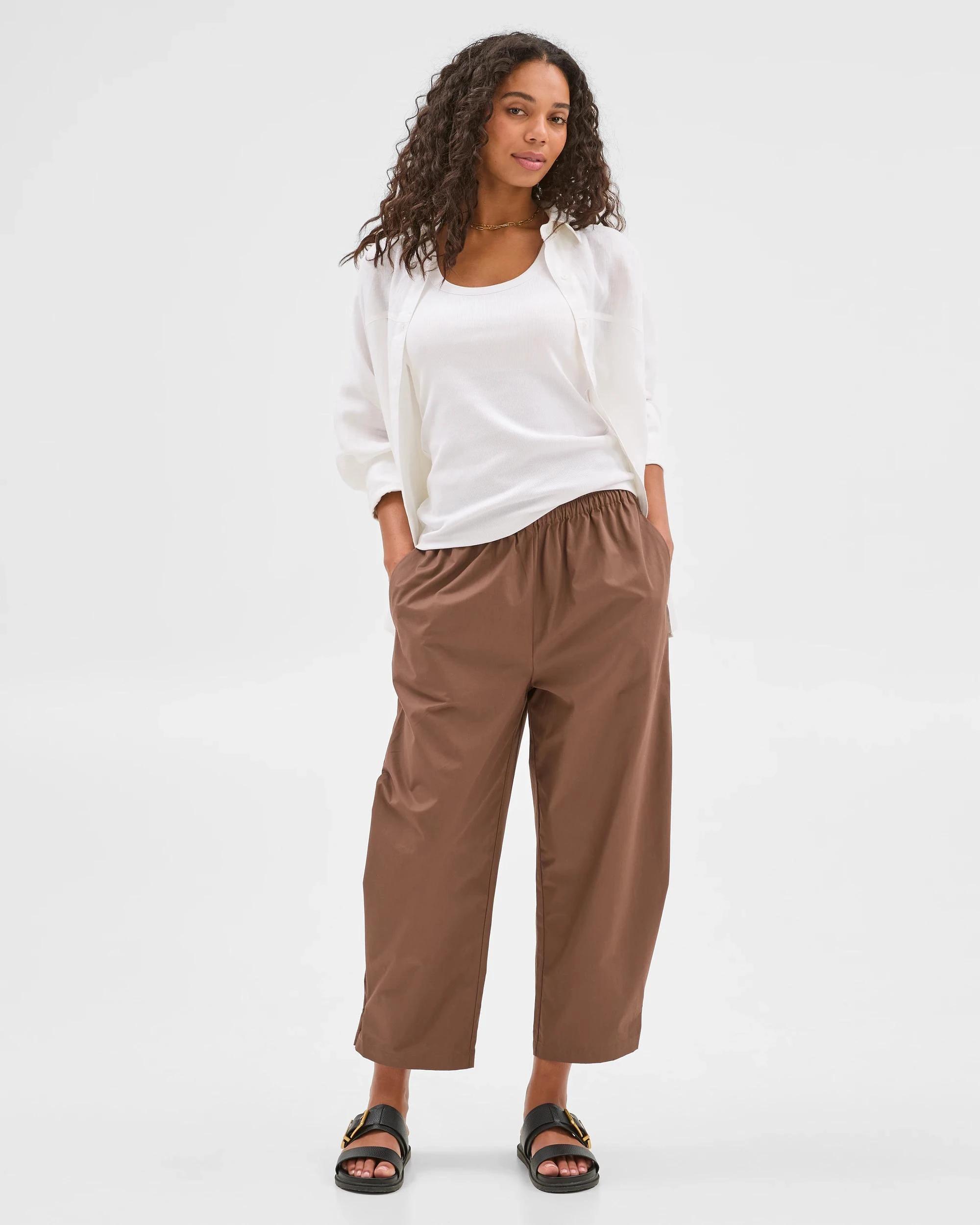 1 Target Button Hem Pants SOFT CHOCOLATE, 1 of 6
