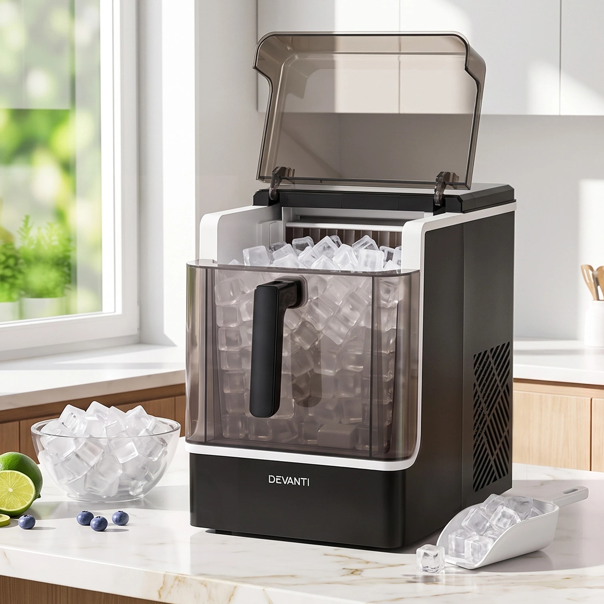 2 Devanti Ice Maker Machine 23kg Portable Ice Basket- Black, 2 of 10