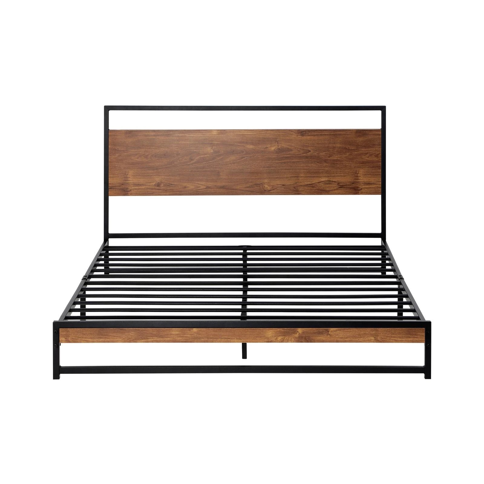 6 Oikiture Metal Bed Frame Queen Size Beds Base Platform Wood
 - Black, 6 of 9