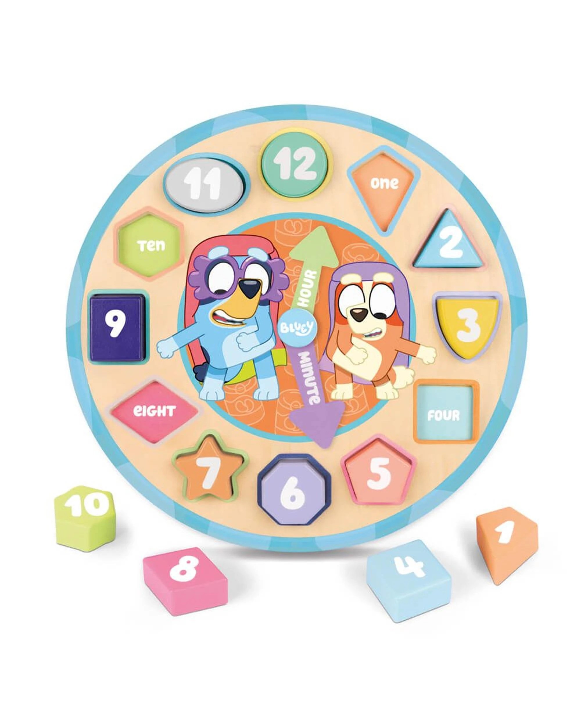 1 Bluey Wooden Puzzle Clock, 1 of 3