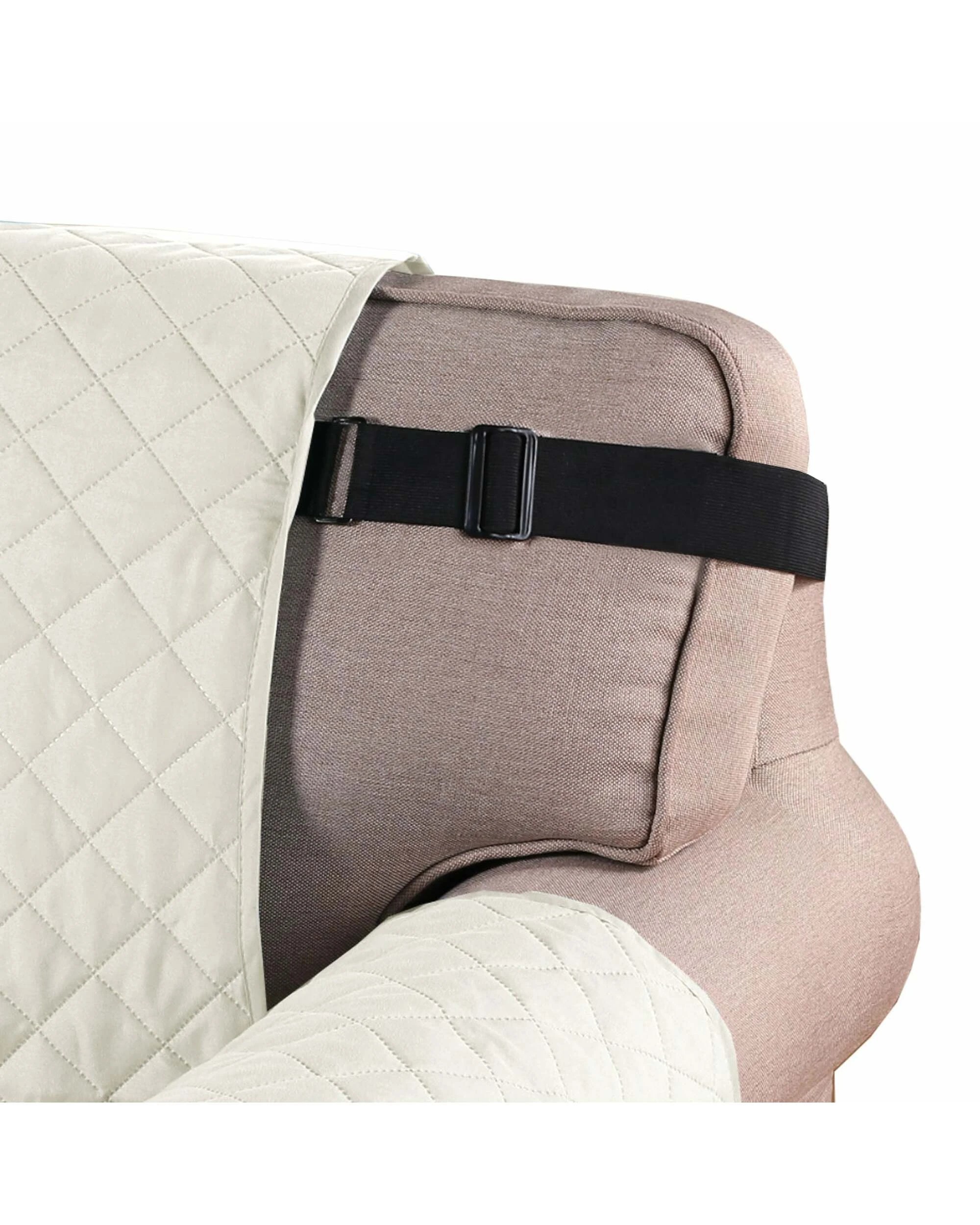 3 Smarcute 3 Seater Quilted Armless Futon Sofa Bed Cover Couch Cushion Cover - Beige, 3 of 5