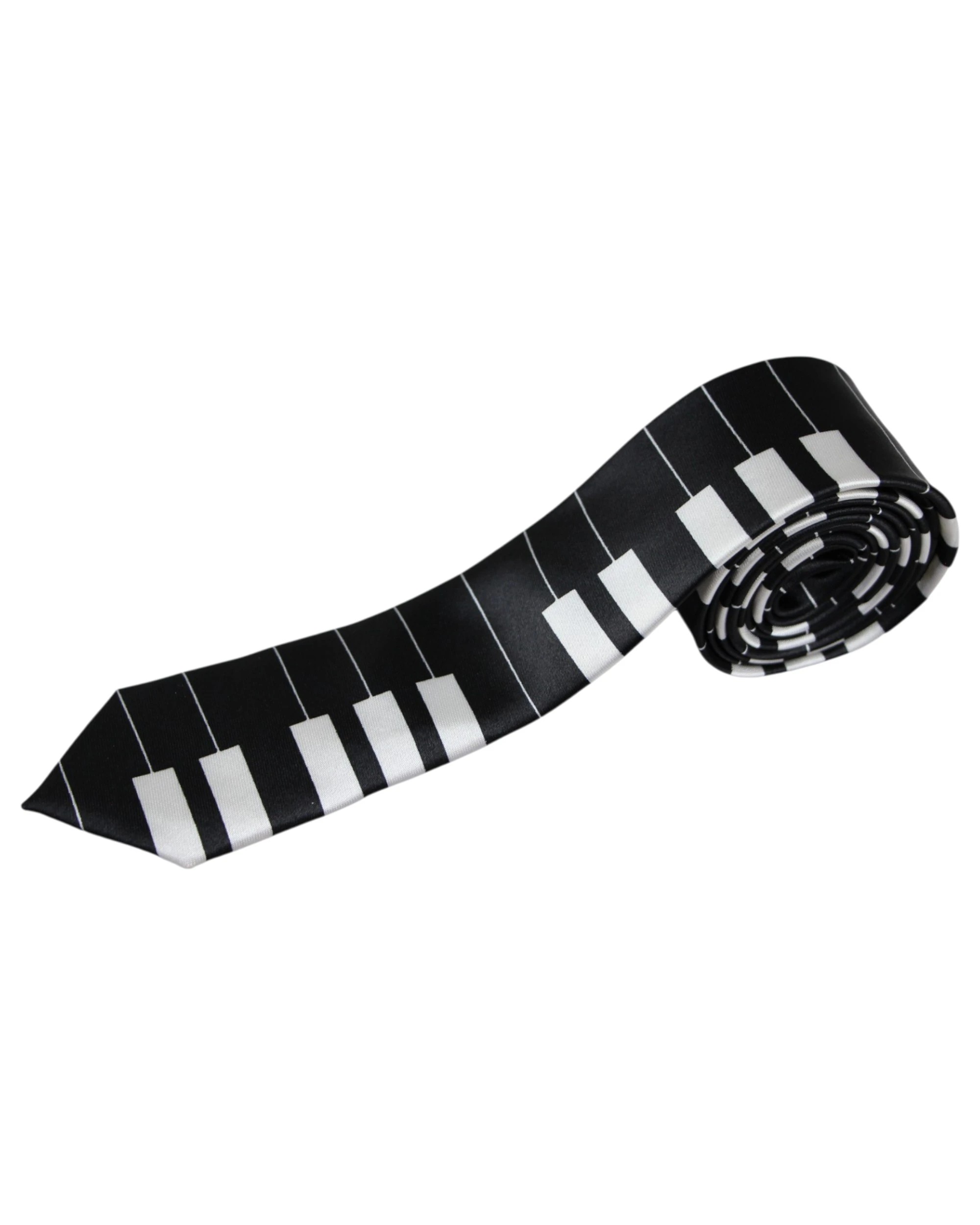1 Zasel Mens Black & White Piano Keys 5cm Skinny Neck Tie - Multi, 1 of 3