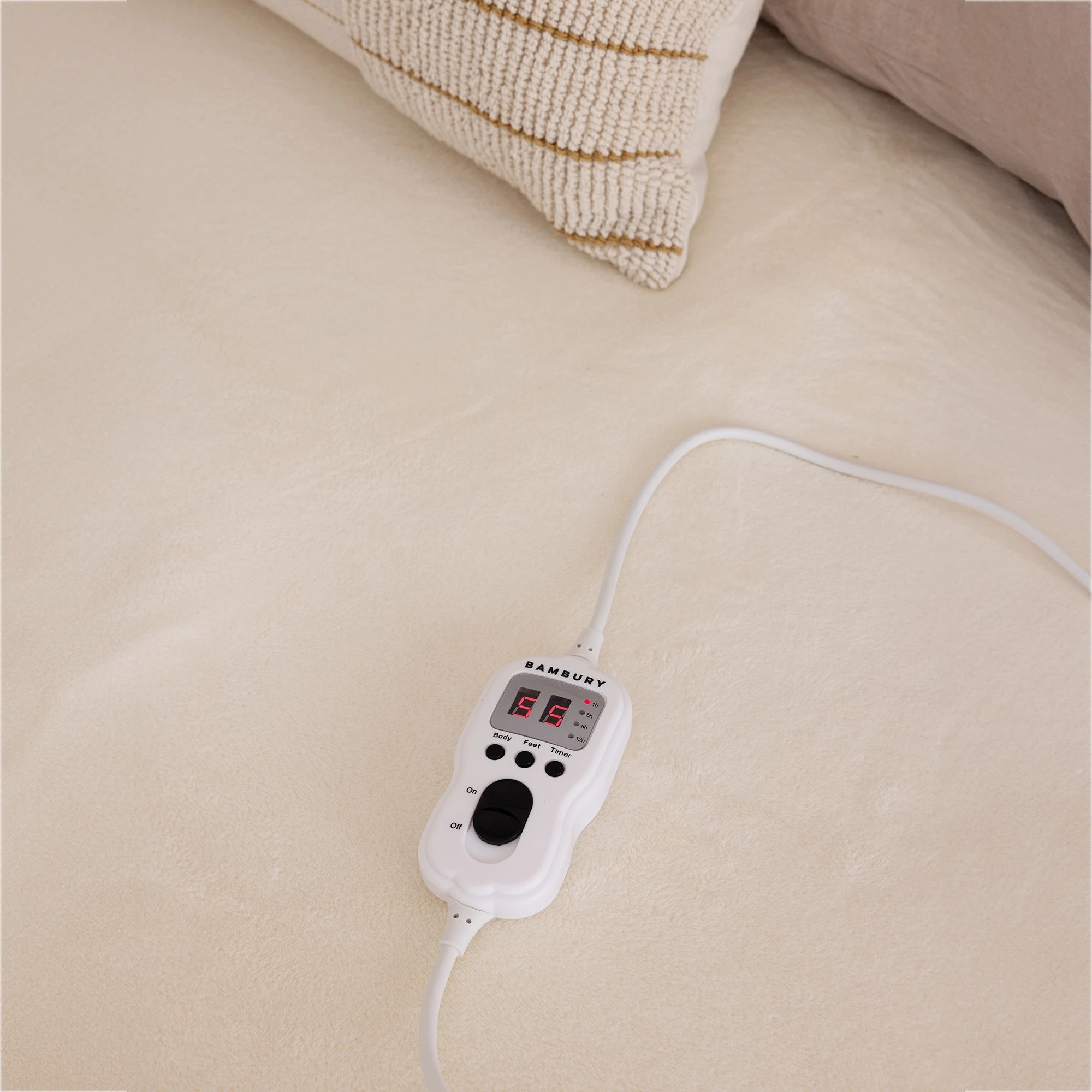 2 Bambury Premium Fully Fitted Plush Top Electric Blanket Right Hand Side Control - Long Single Bed - White, 2 of 4