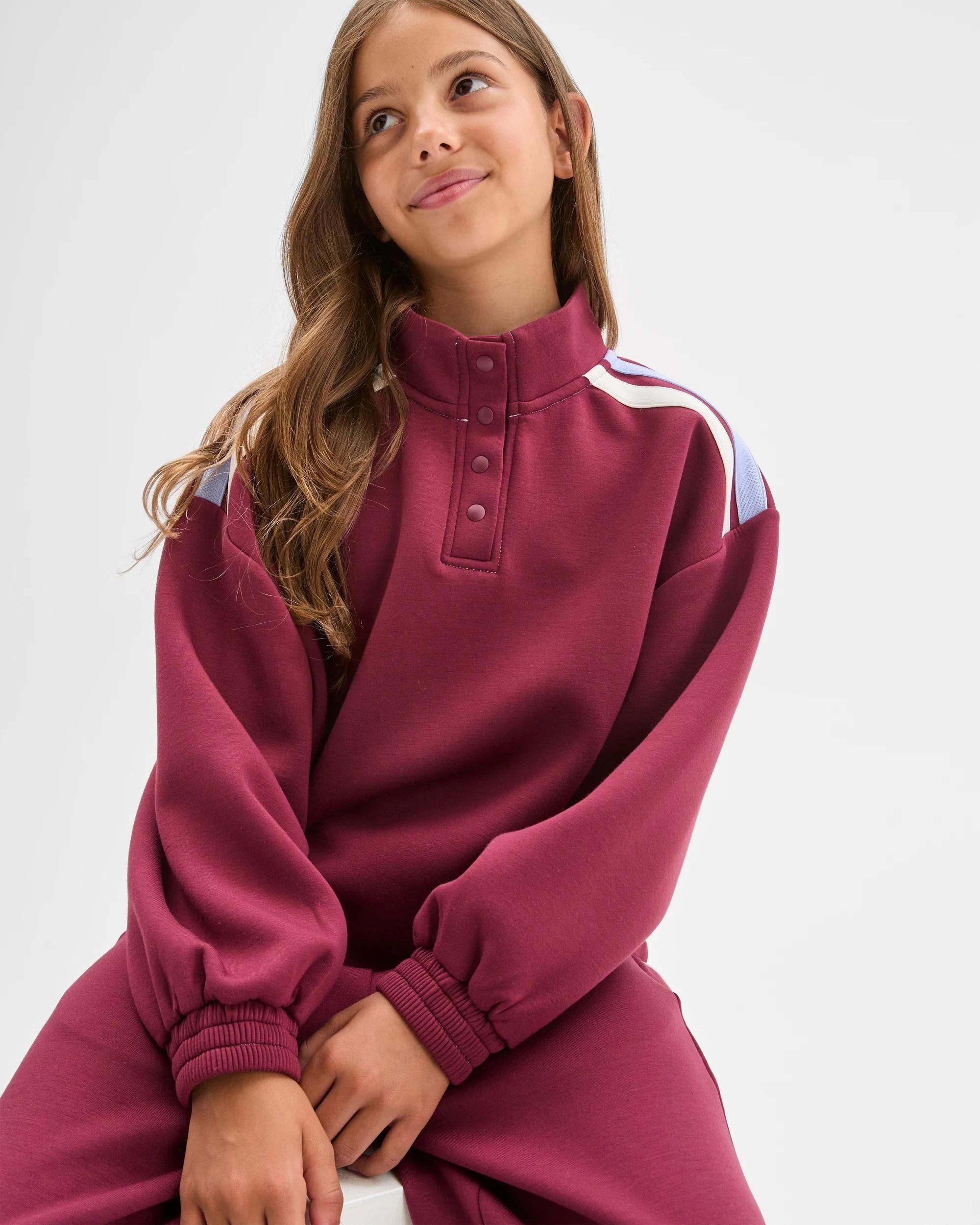 1 Target Kids Scuba Fleece Balloon Sleeve Jumper BURGUNDY, 1 of 8