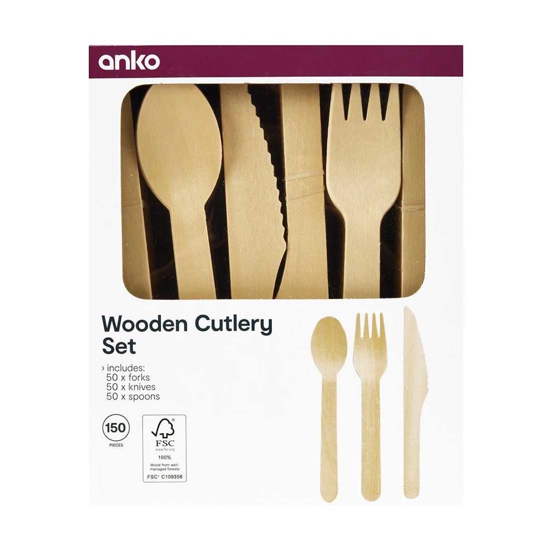 5 150 Piece Wooden Cutlery Set, 5 of 5