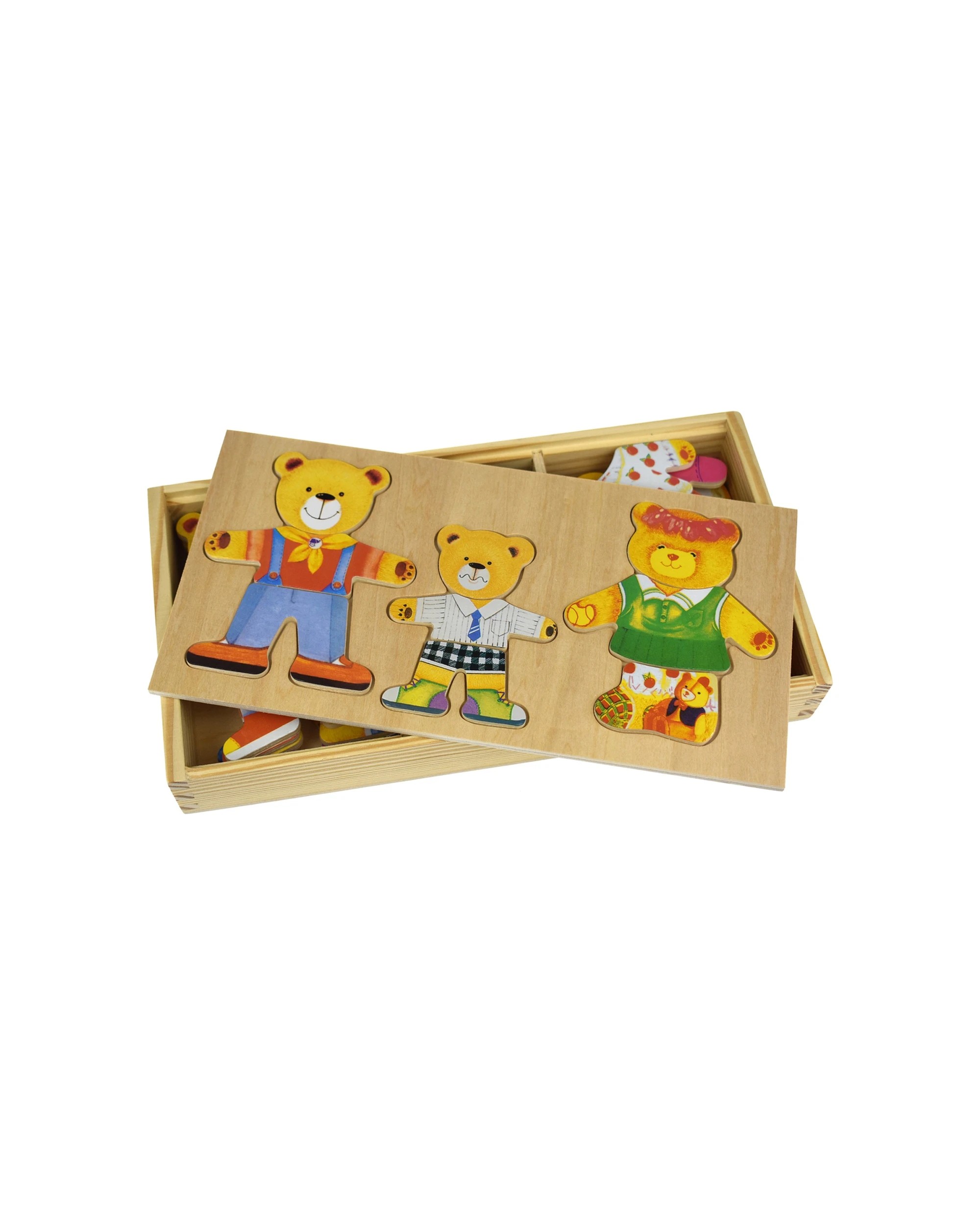 1 Kaper Kidz Dressing Bear Family Wooden Blocks Pretend Play Toy 18 Months Plus - Multi, 1 of 8