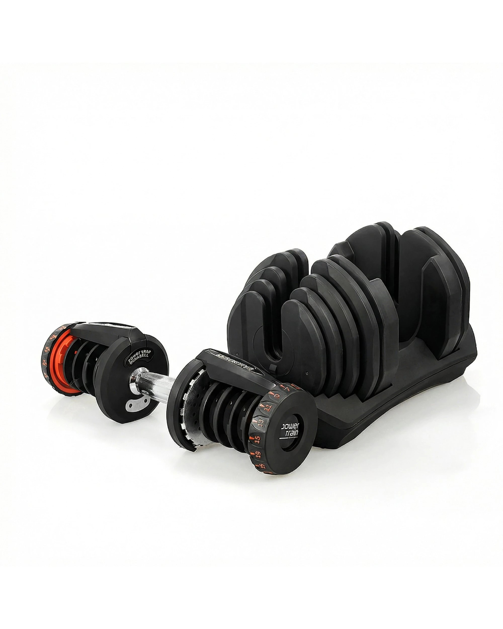 6 Powertrain 80KG Adjustable Dumbbell Set with Heavy Duty FID Bench - Black, 6 of 9