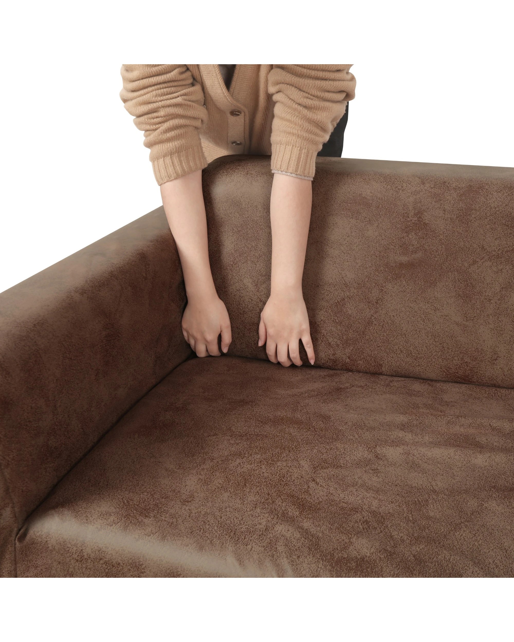 5 Sherwood Home Premium Faux Leather 3 Seater Couch Sofa Cover - Light Leather, 5 of 5