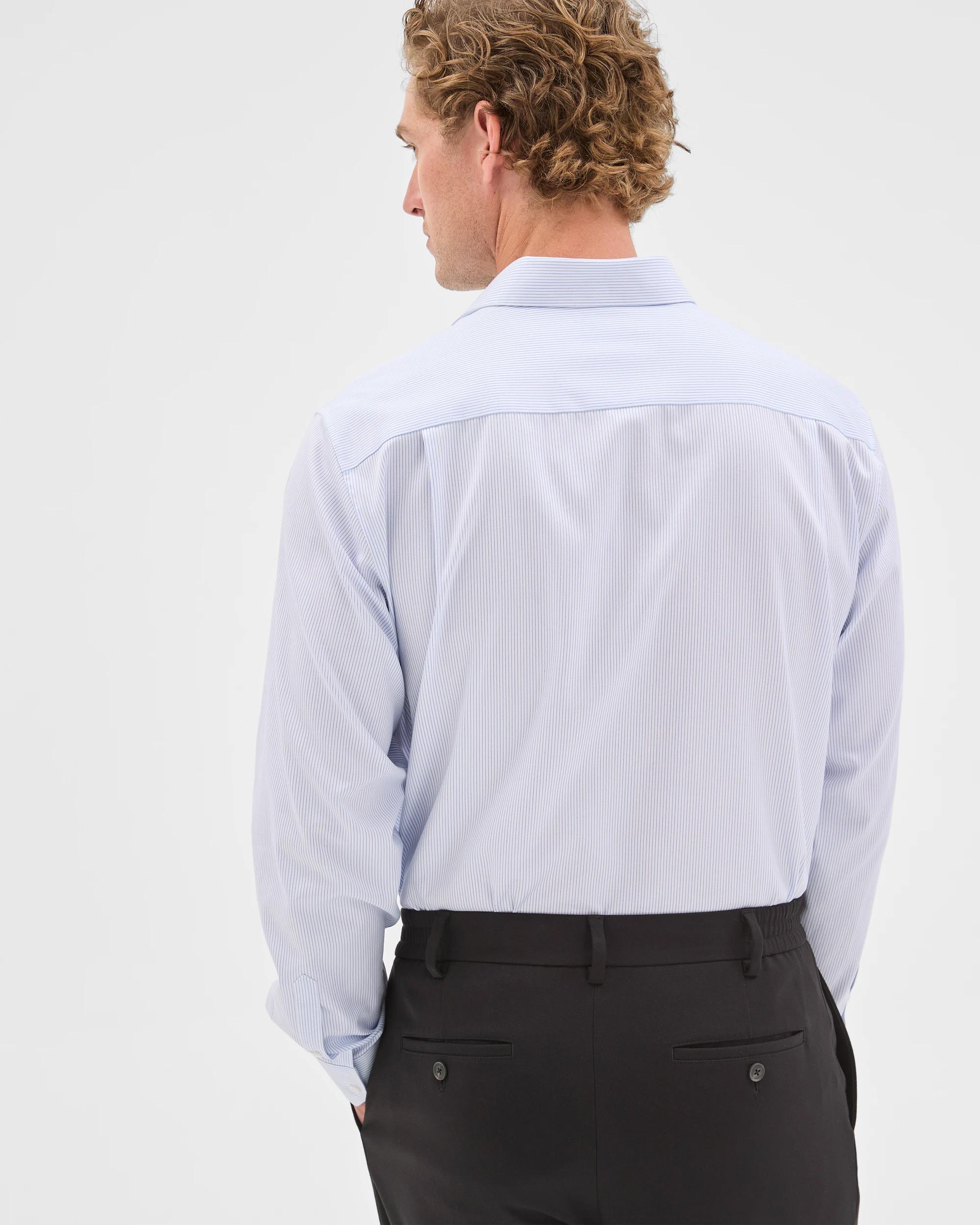 6 Preview Australian Cotton Business Stripe Shirt BLUE PIN, 6 of 6