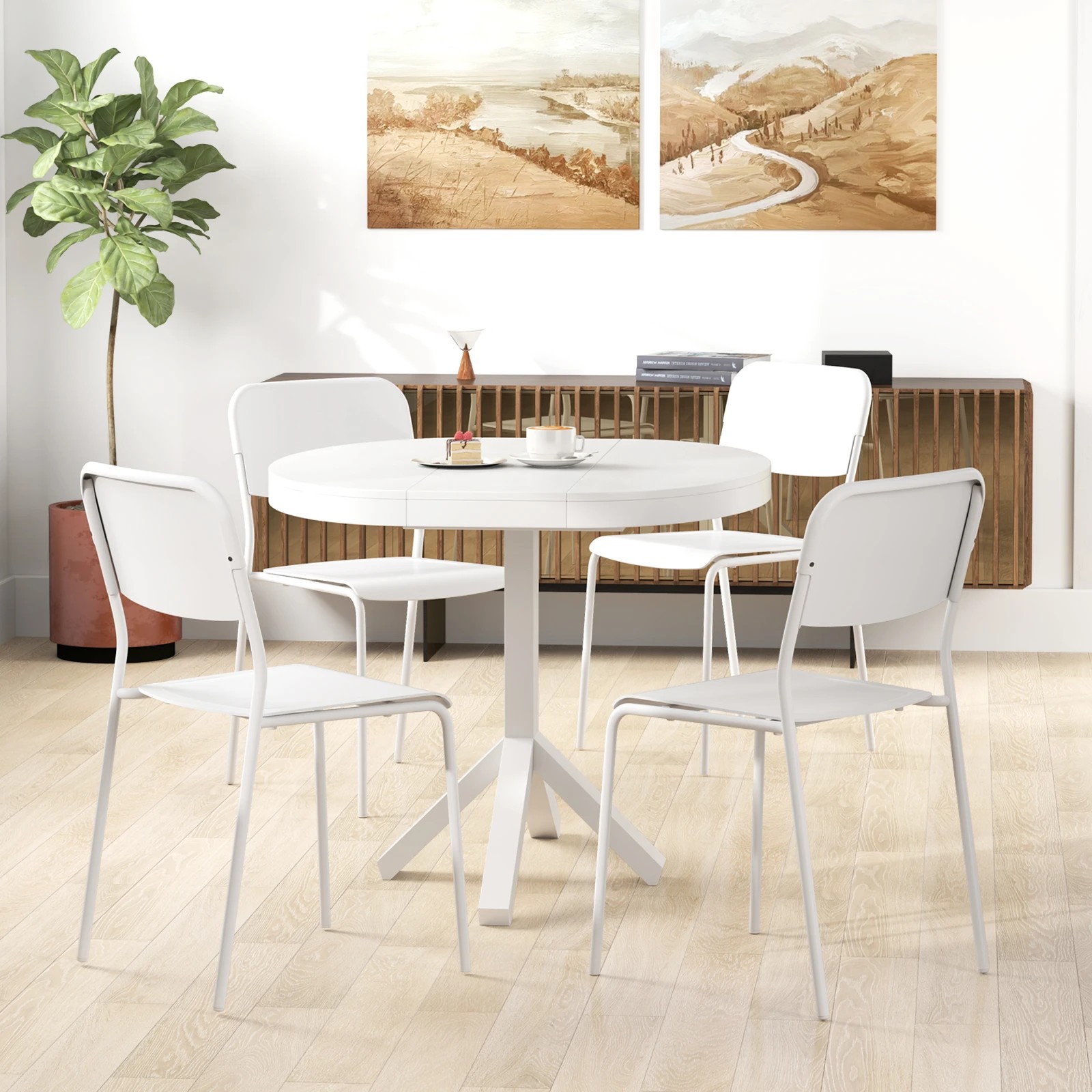 3 Costway 4x Armless Dining Chairs Plastic Kitchen Side Chairs w/Backrest - White, 3 of 3