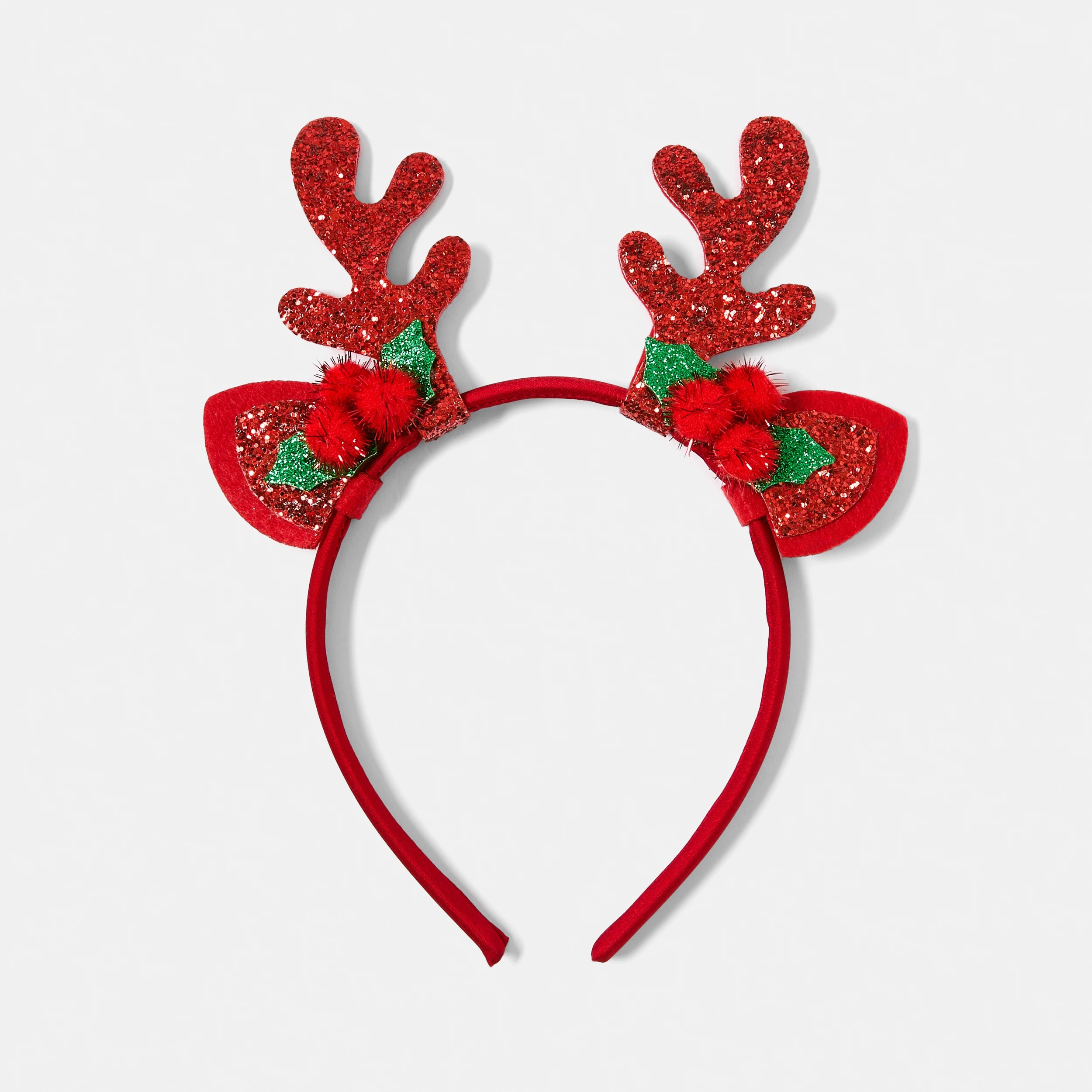 2 Christmas Glitter Reindeer Headband - Red and Green, 2 of 5
