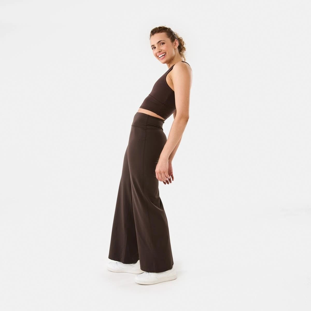 3 Active Womens Wide Leg Leggings TUSCAN BROWN, 3 of 5