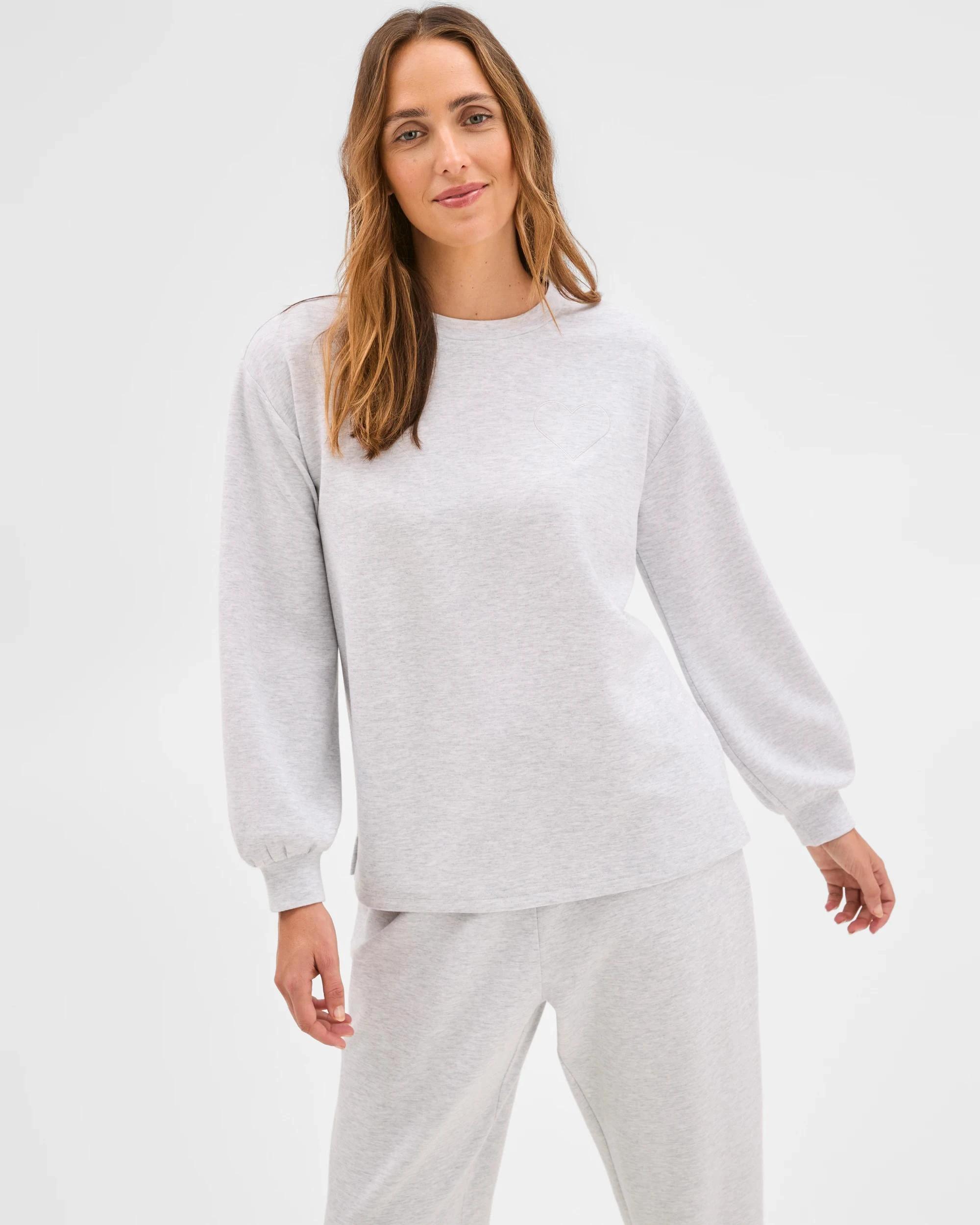 3 Target Woman Long Sleeve Crew Sleep Sweatshirt GREY MARLE, 3 of 6
