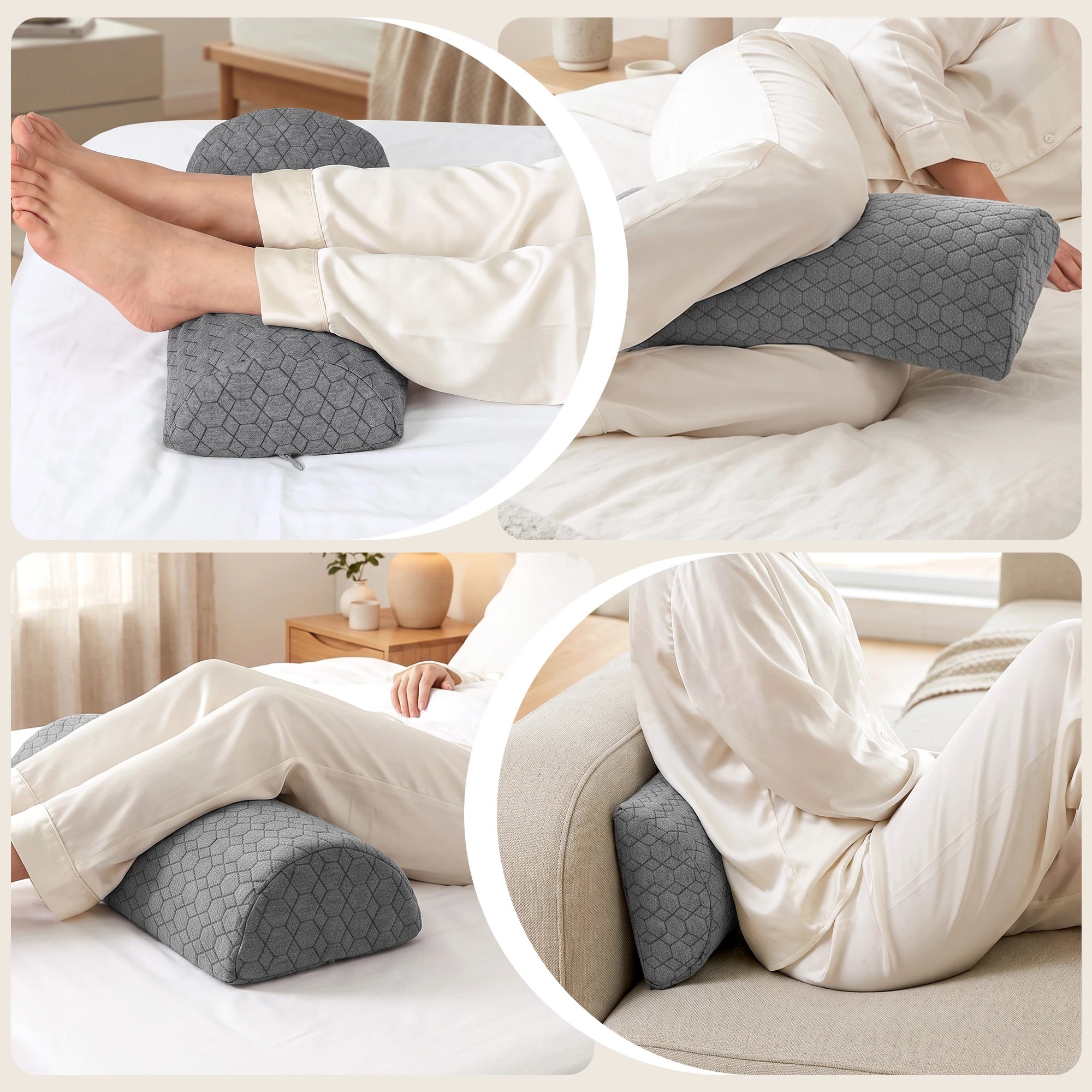7 Giselle Bedding Wedge Pillow for Sleeping, Cooling Egg Gel Memory Foam Back Support - Grey, 7 of 9