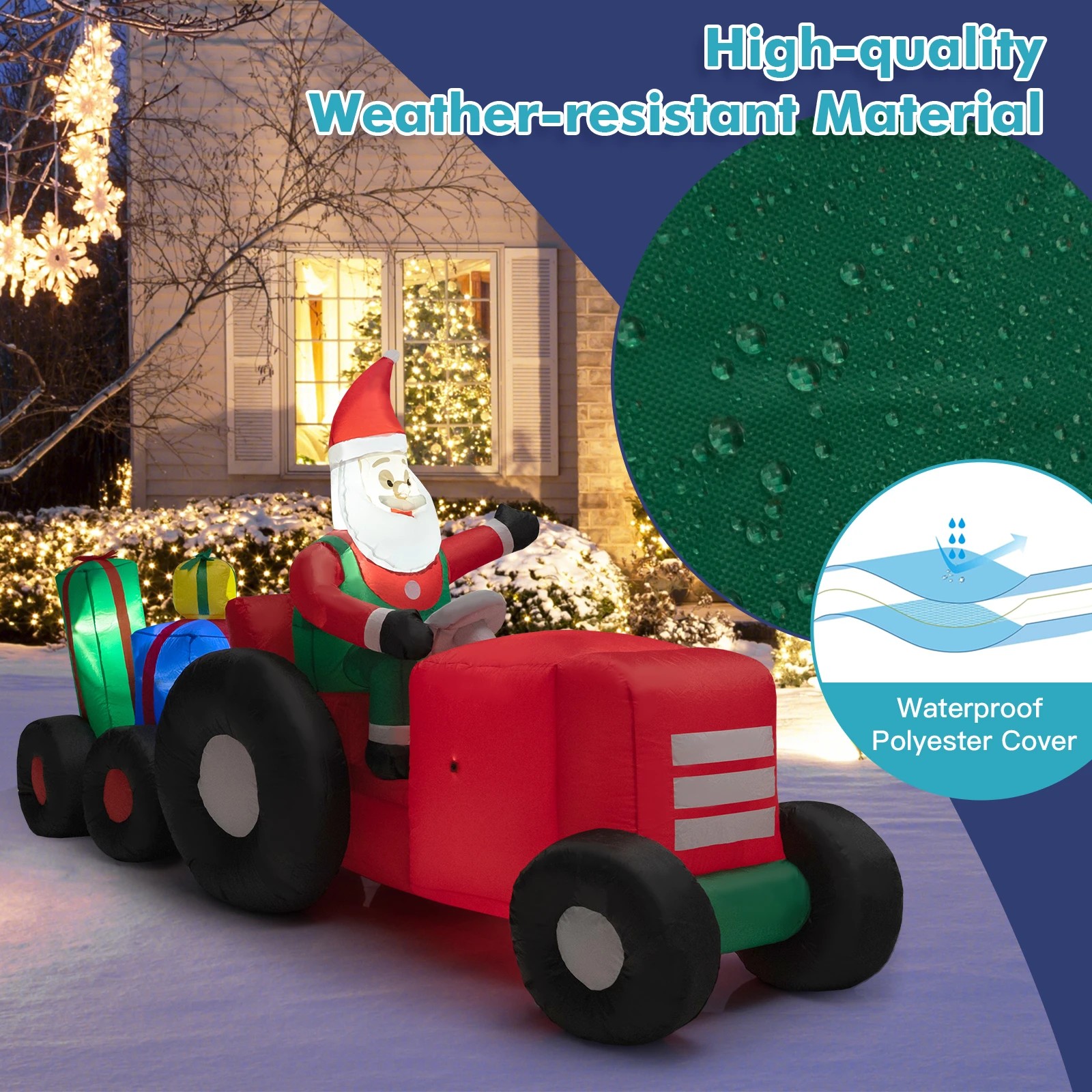 4 Costway 2.7M Christmas Inflatable Santa in Truck Gifts Outdoor LED Xmas Decor, 4 of 5