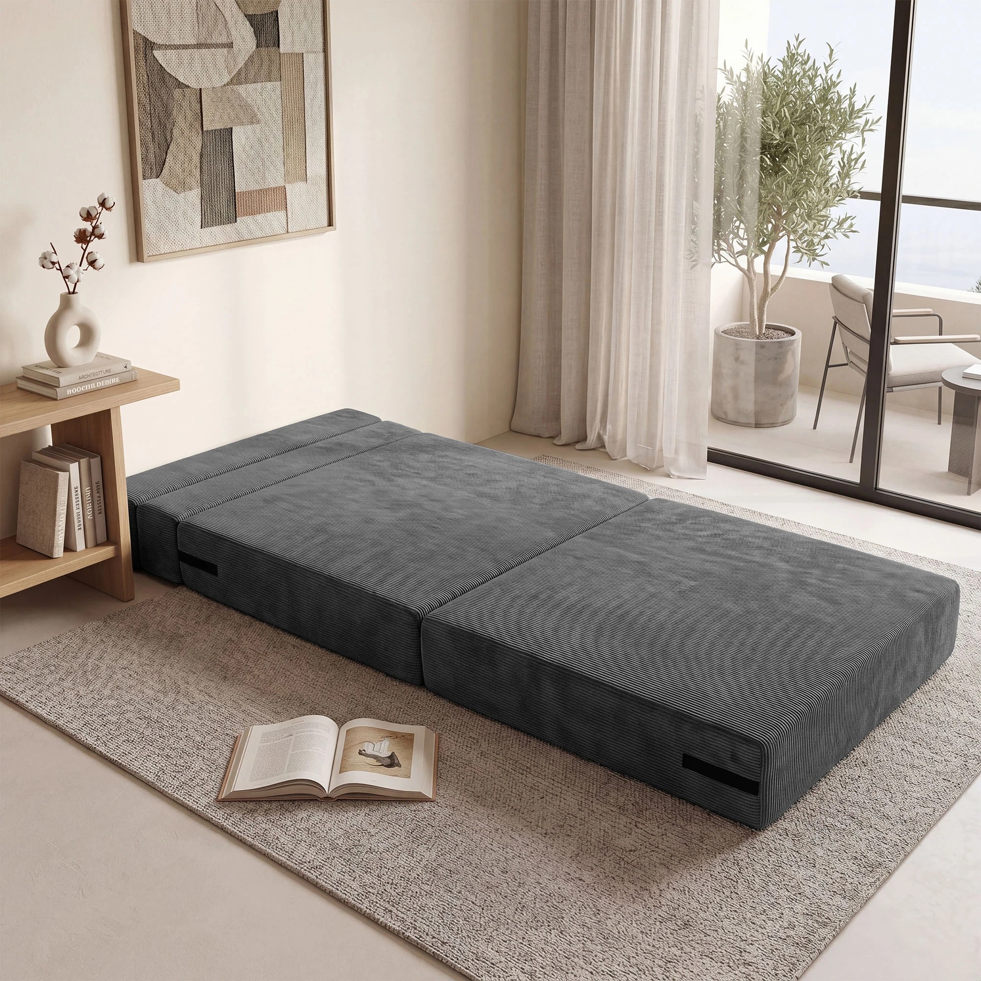 3 Costway 4in1 Folding Sofa Bed Convertible Sleeper Chair Couch Chaise Lounger Home Office, 3 of 4