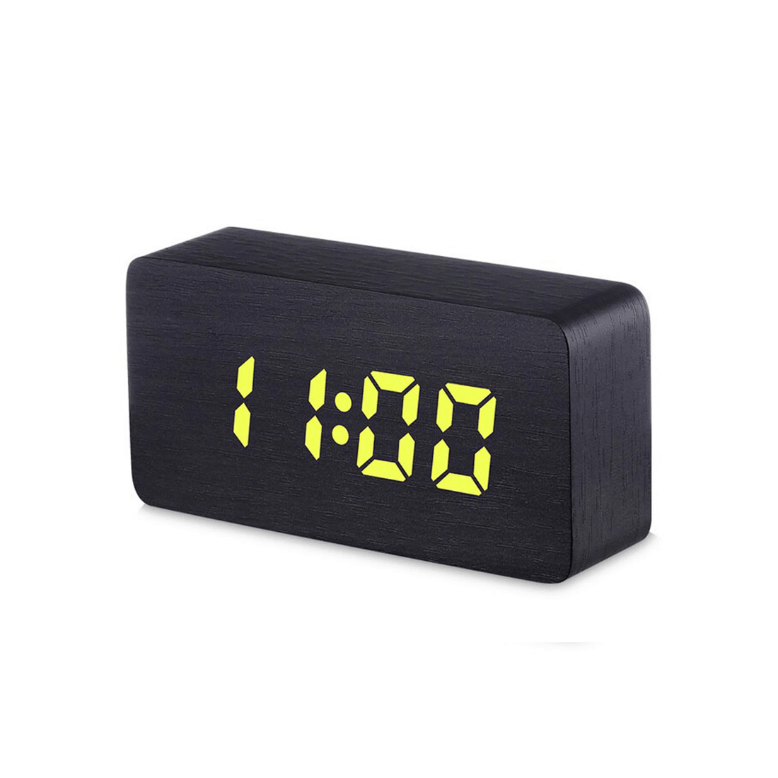 1 TODO LED Digital Alarm Clock 3 Alarm 115 Colour Display USB Power Woodgrain - Black, 1 of 6