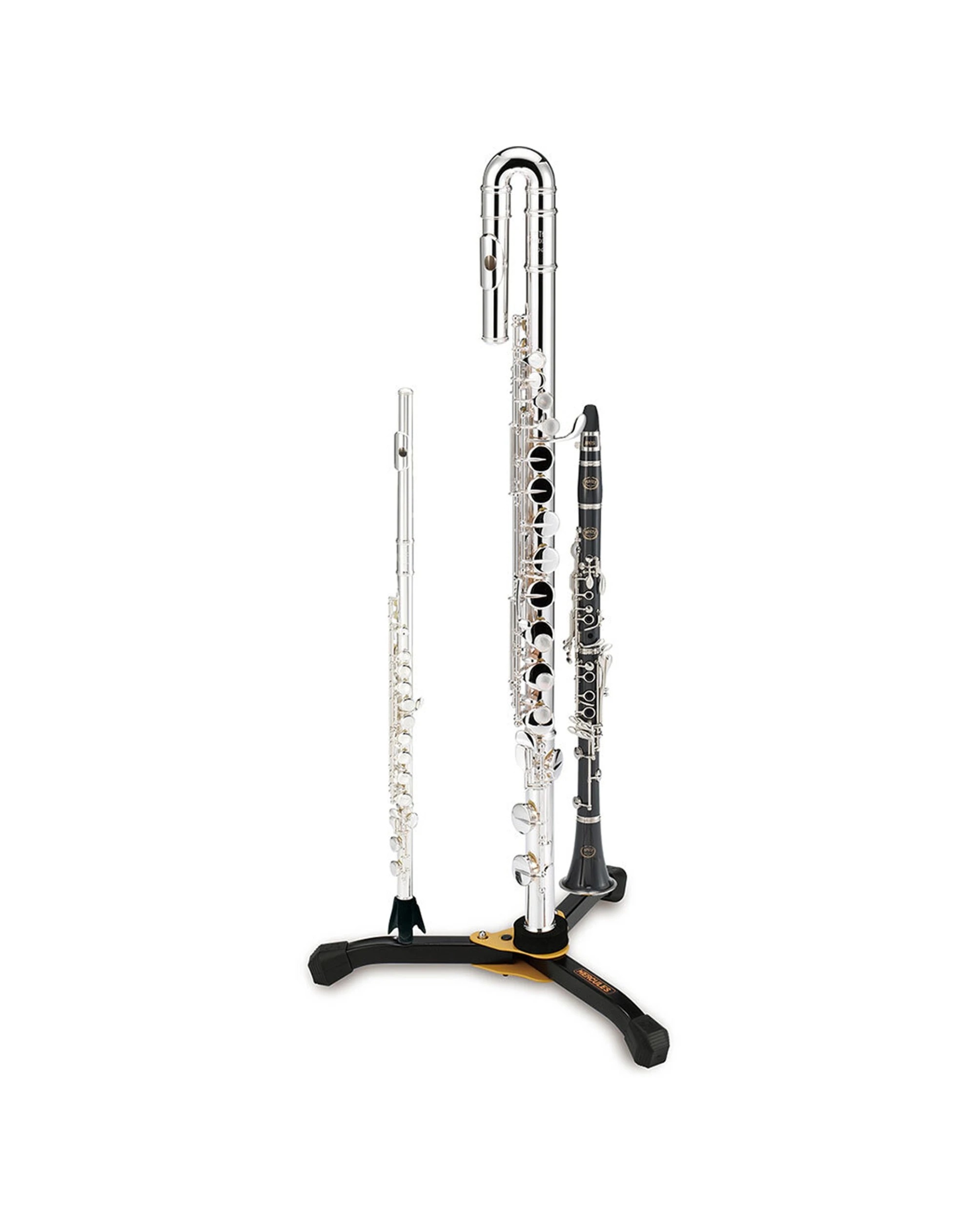 3 Hercules Foldable Musical Instrument Stand Holder For Alto Flute With Carry Bag - Black, 3 of 3