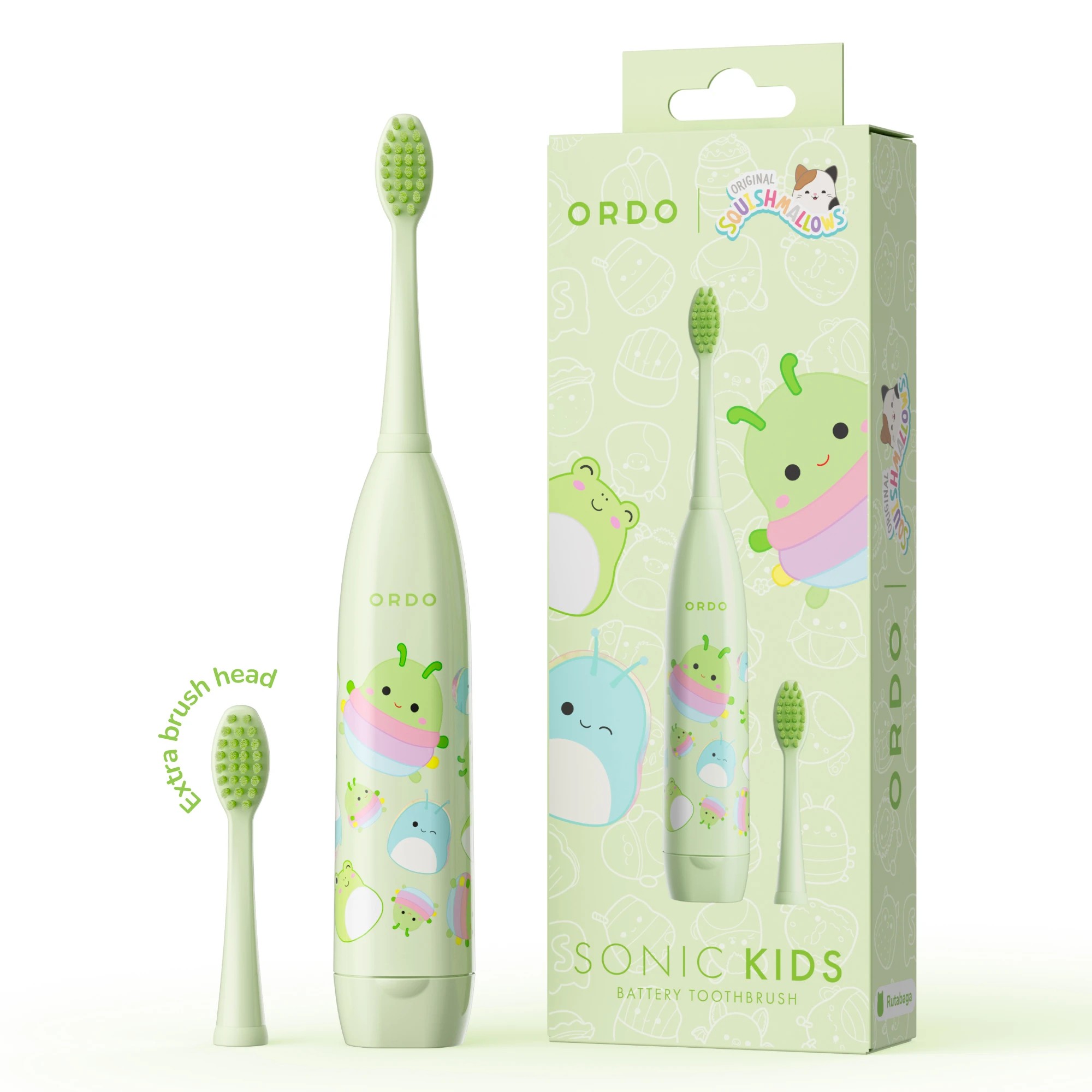 1 Original Squishmallows Ordo Sonic Kids Battery Toothbrush - Rutabaga, 1 of 8