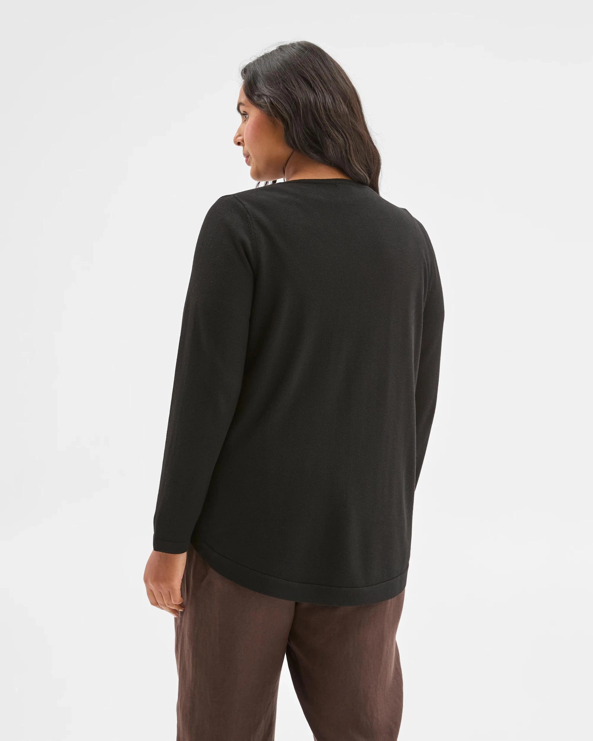 5 Target Curve Plus Size Long Sleeve Curve Hem Rib Jumper BLACK, 5 of 5