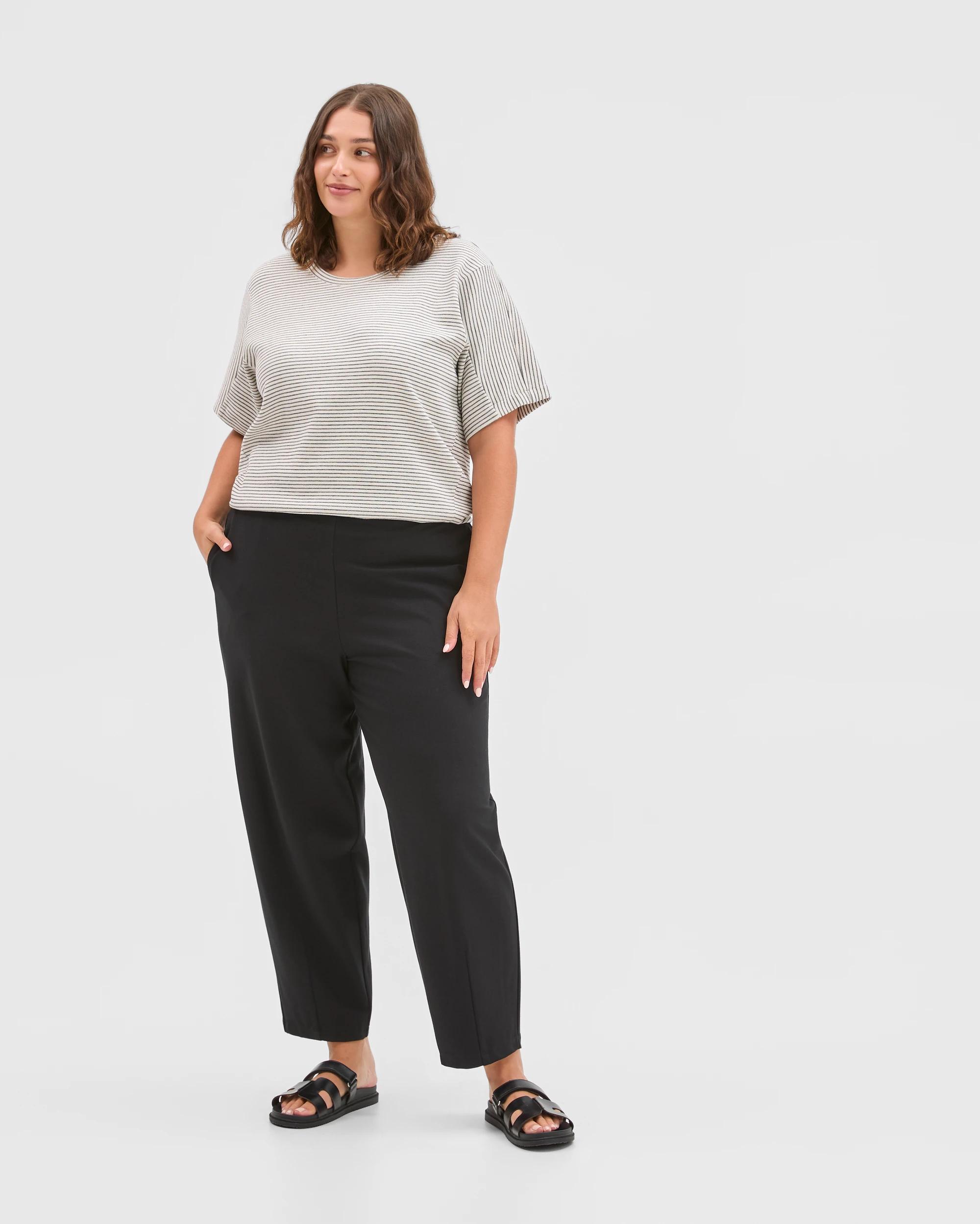 1 Target Curve Plus Size Ponte Ankle Length Barrel Leg Pants BLACK, 1 of 6