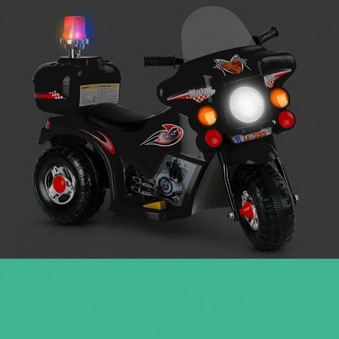 4 Rigo Kids Electric Ride On Police Motorcycle Motorbike 6V Battery - Black, 4 of 8