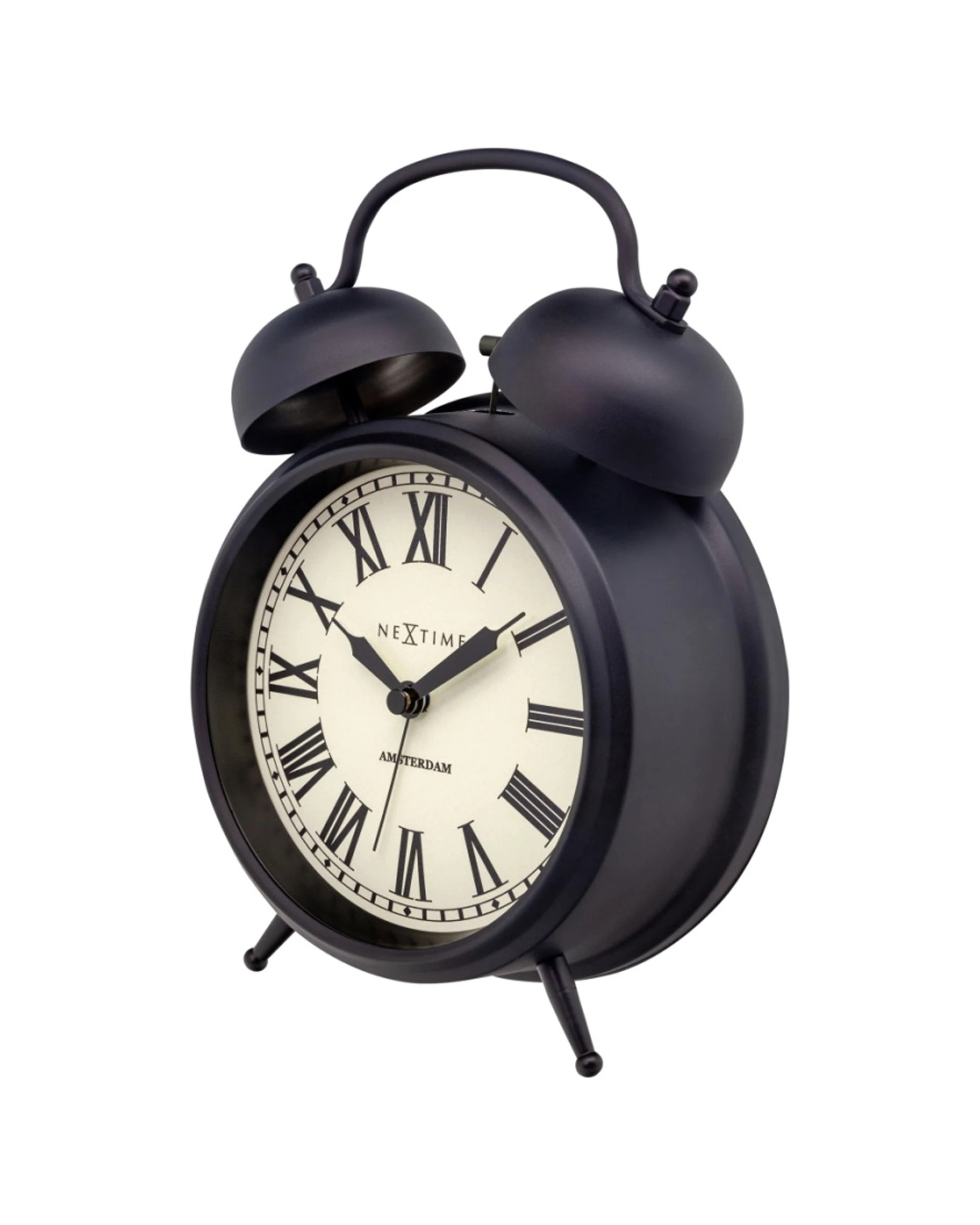 2 NEXTIME Amsterdam Alarm Clock Double Bell Silent Sweep Movement Night Light - Black, 2 of 8