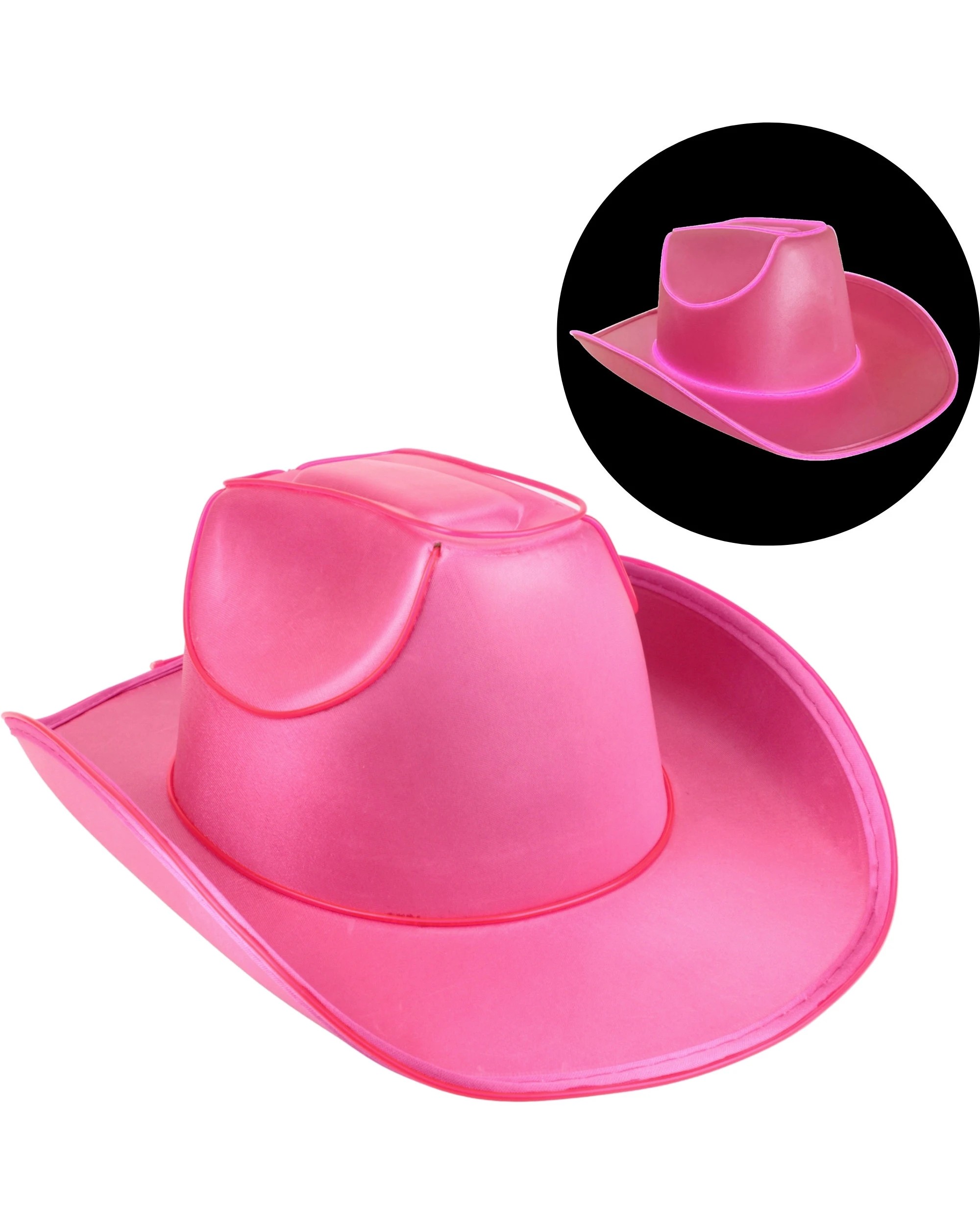 1 Party Planet Adult Light Up Cowgirl Hat - One Size - Pink, 1 of 2
