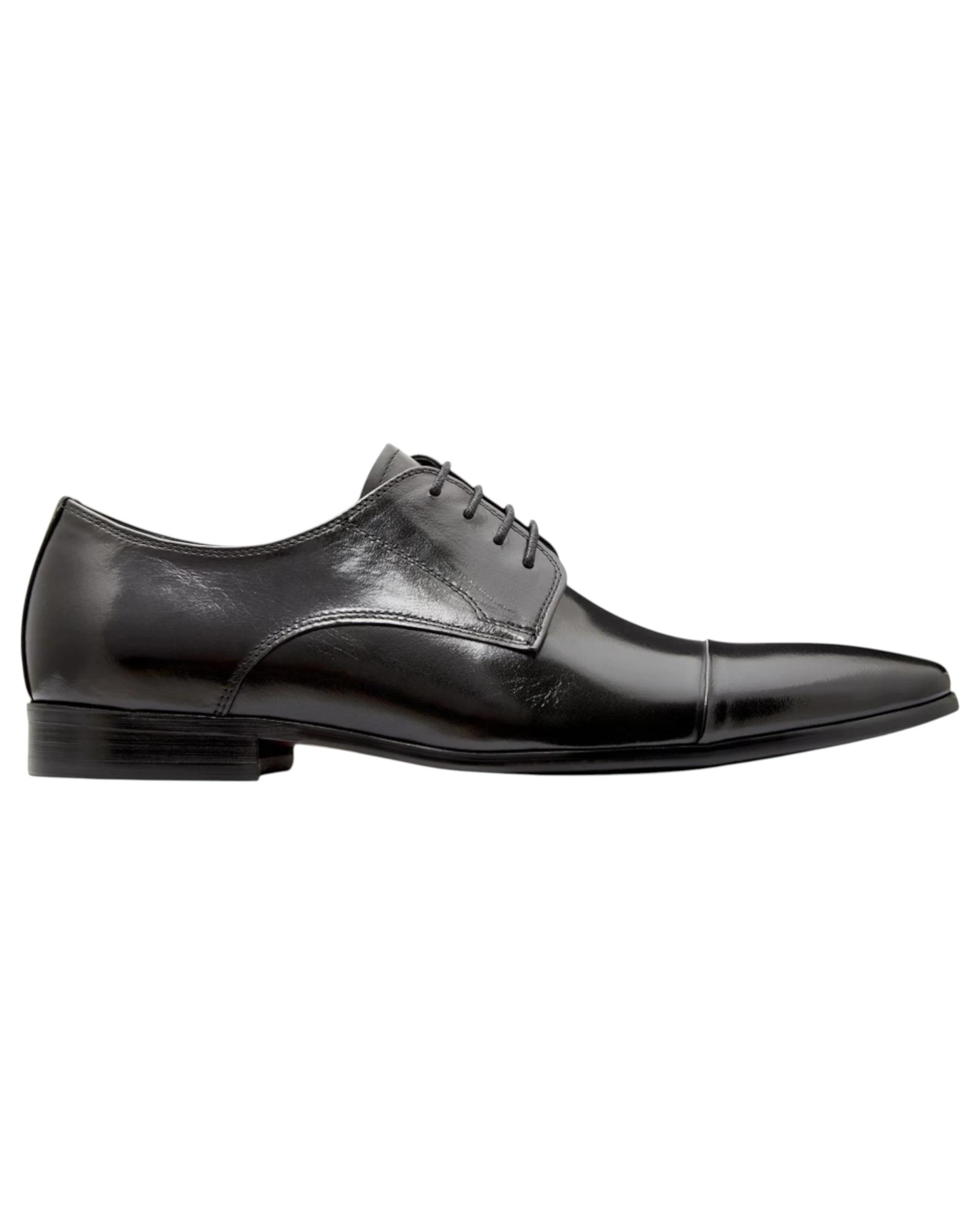 1 Batsanis Mens Steven Leather Lace Up Work Formal Shoes BLACK, 1 of 5