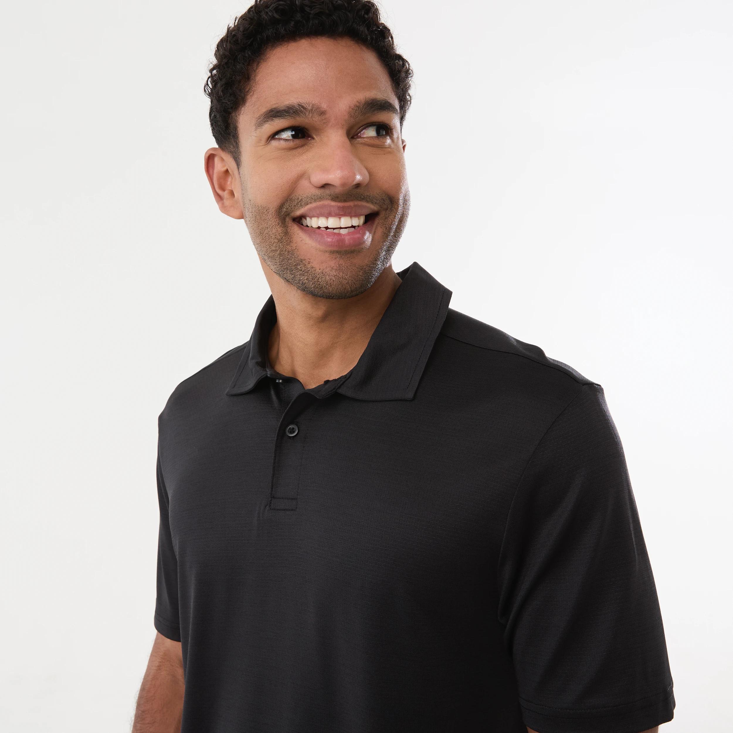 4 Active Mens Cationic Polo Shirt BLACK, 4 of 6