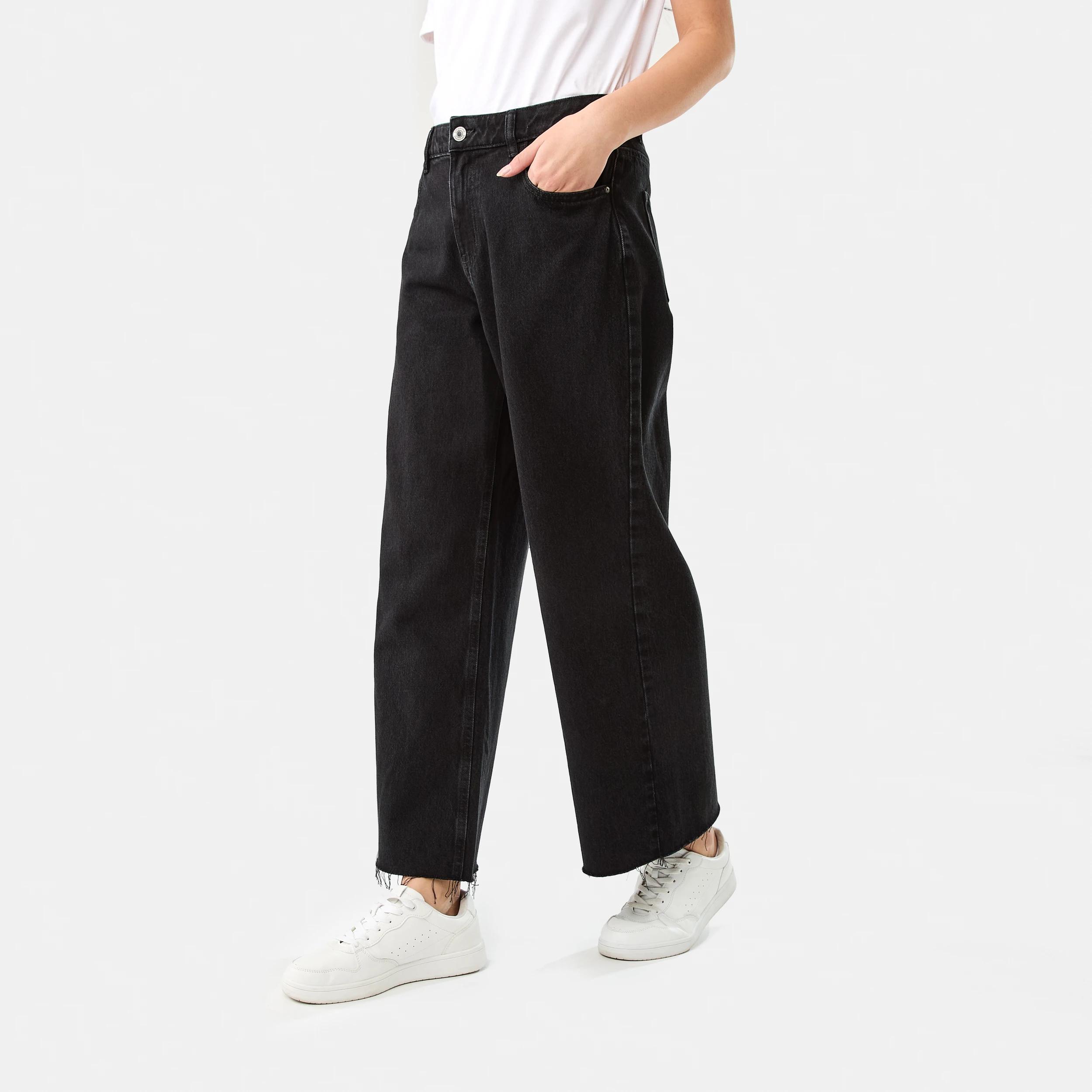 3 Wide Leg Raw Hem Jeans BLACK WASH, 3 of 9