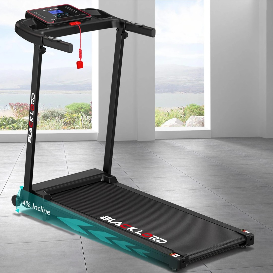 4 Black Lord Treadmill Electric Home Gym Fitness Foldable Running Machine Incline, 4 of 4