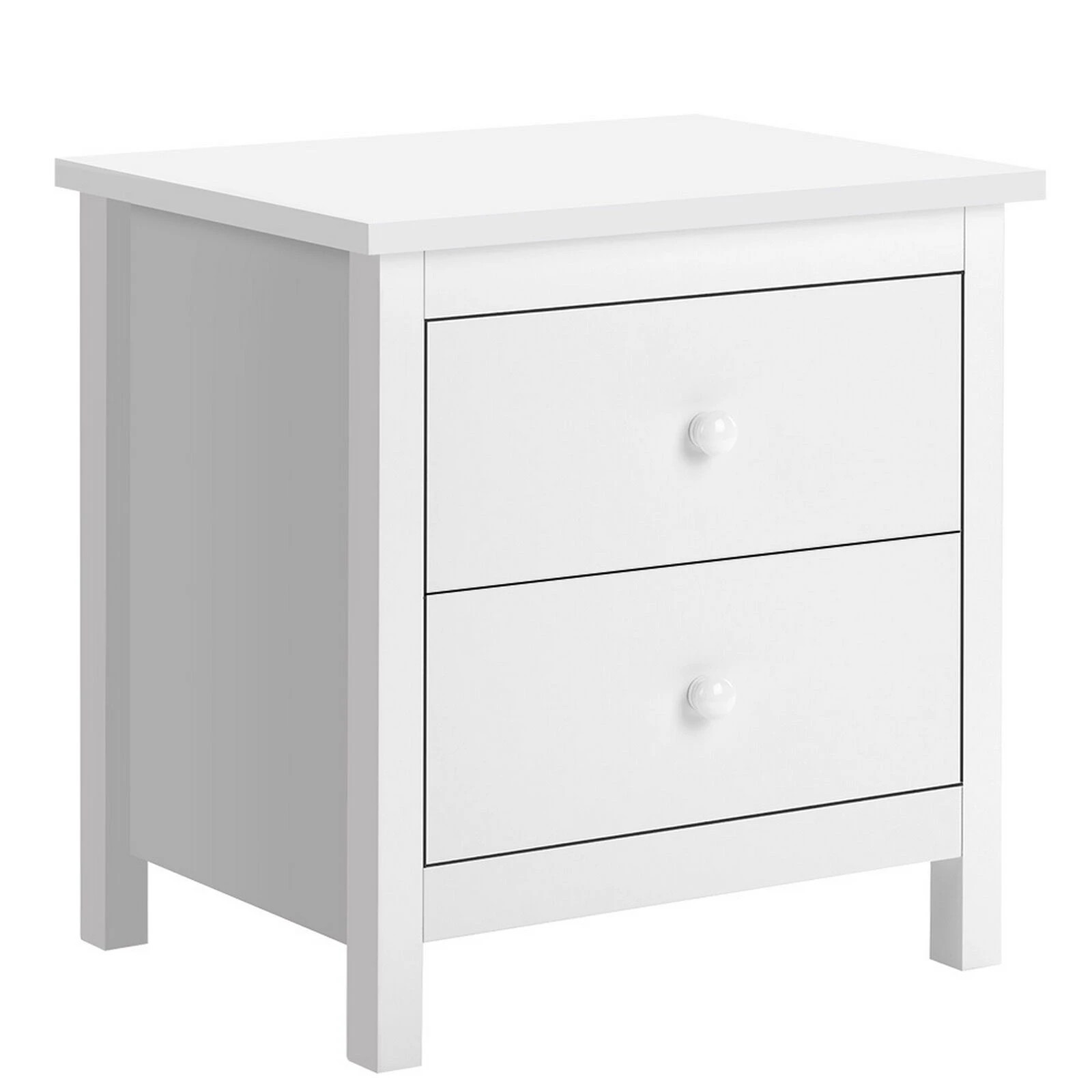 1 Alfordson Bedside Table Hamptons Nightstand Storage Side End 2 Drawers - White, 1 of 10