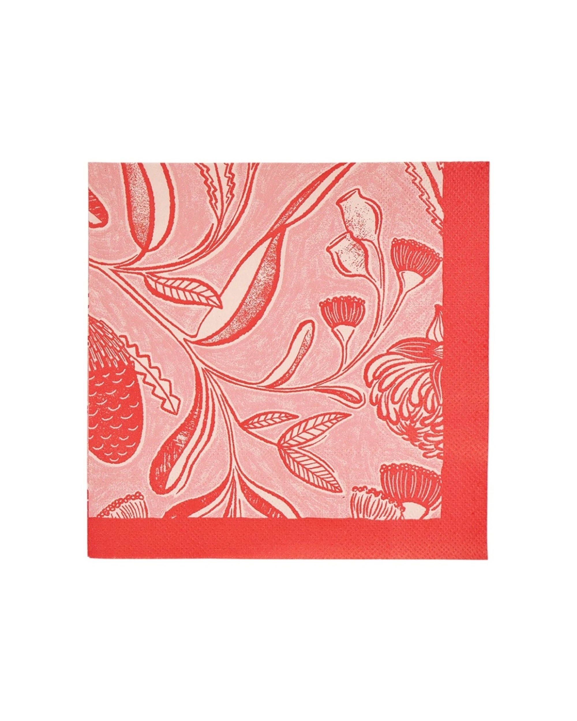3 Annabel Trends 20pc Paper Napkins Trailing Natives Floral 23.5x33cm - Red, 3 of 3