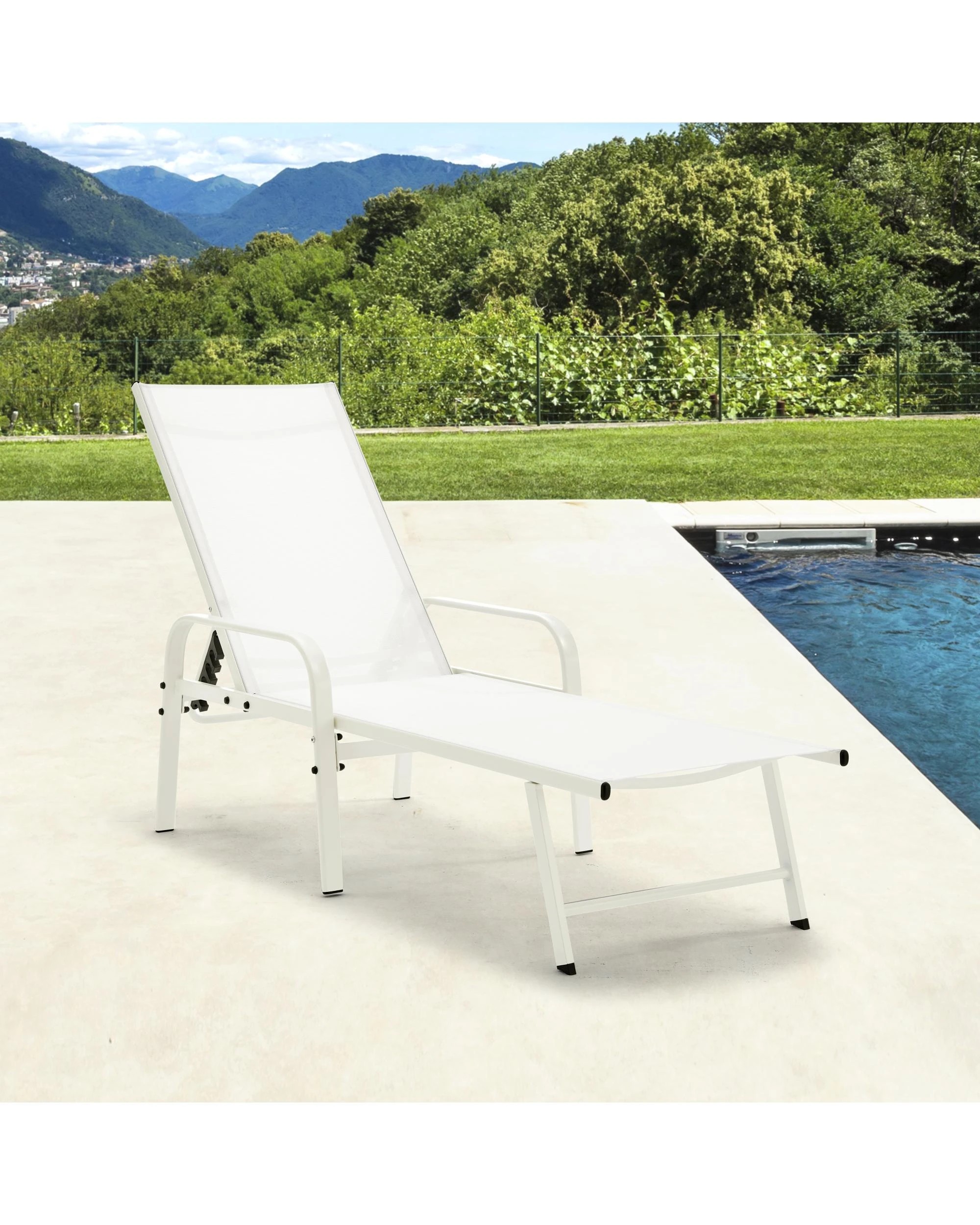 2 Kodu Outdoor Lounge Pool Recliner Chair - White, 2 of 10