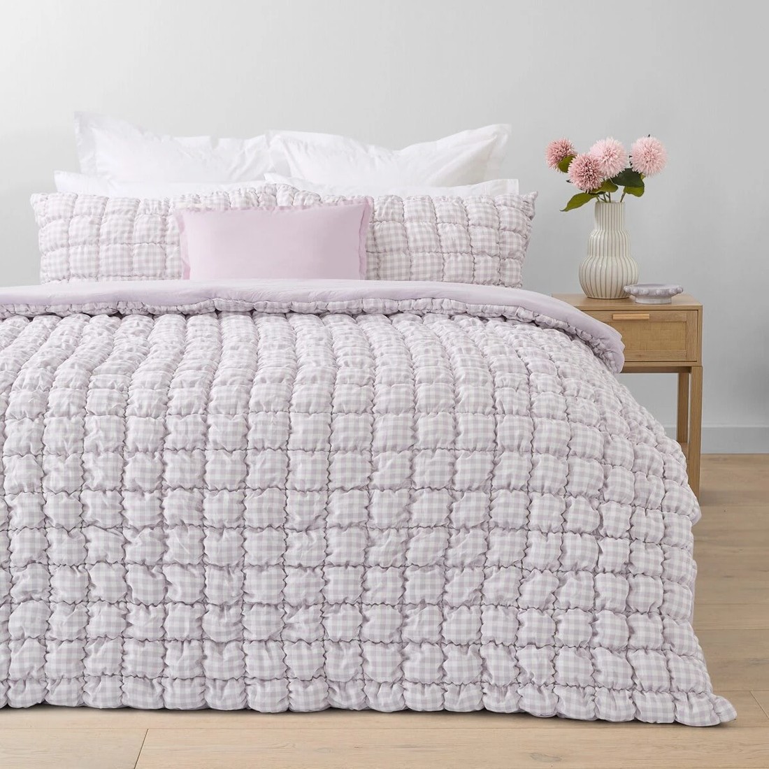 1 Quilted Puff Comforter Set - Queen Bed, Lilac, 1 of 6