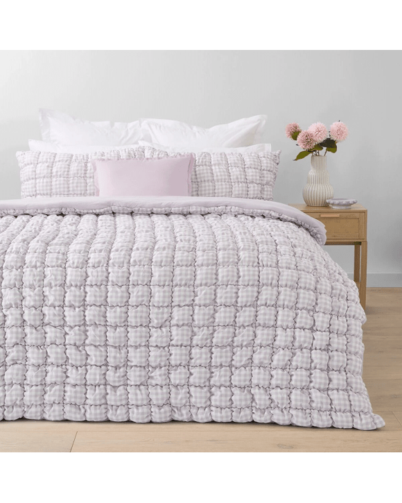 Quilted Puff Comforter Set - Queen Bed, Lilac