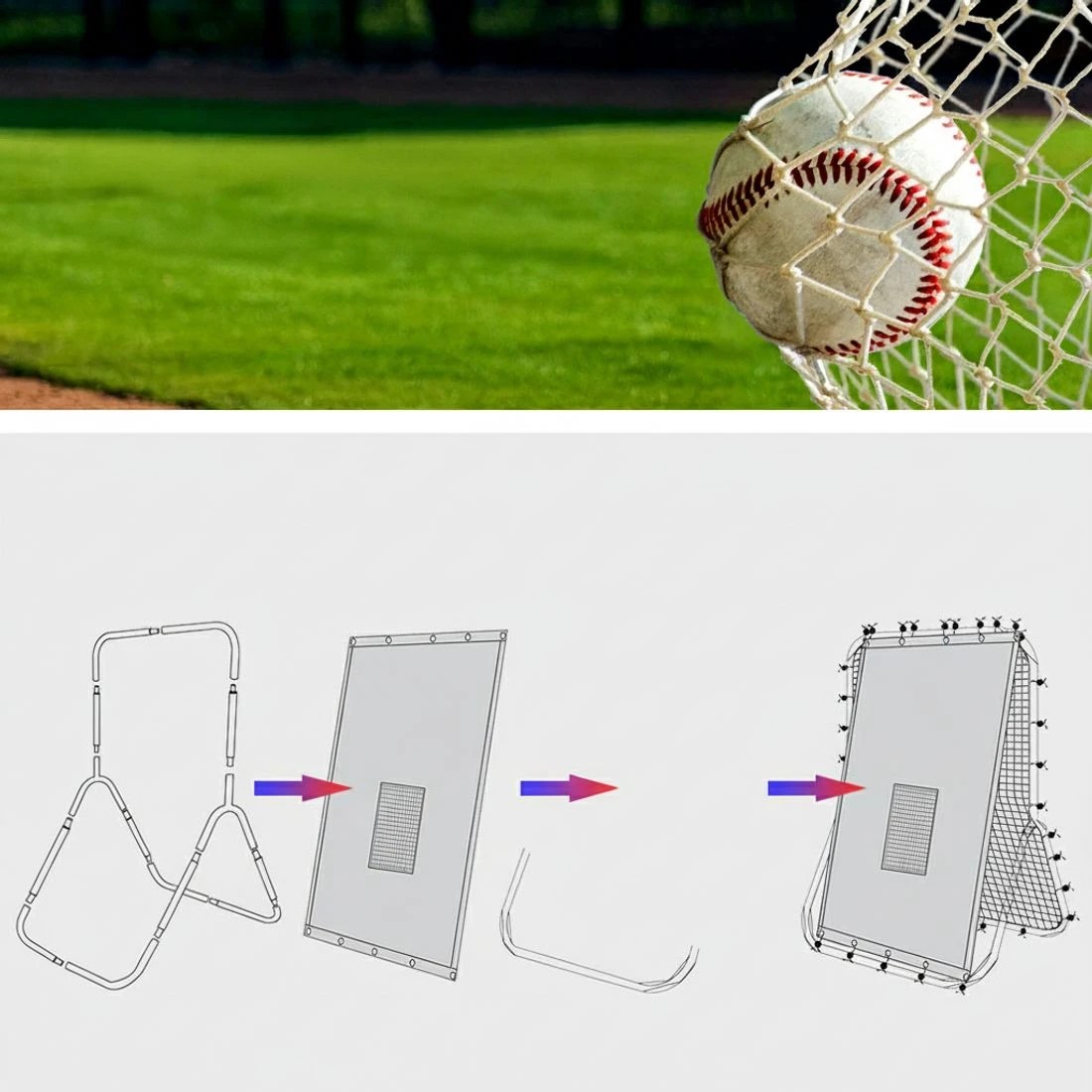 6 Everfit Baseball Net Rebound Pitching Kit Target Hitter 2 in 1 Training Aid - Multi, 6 of 6
